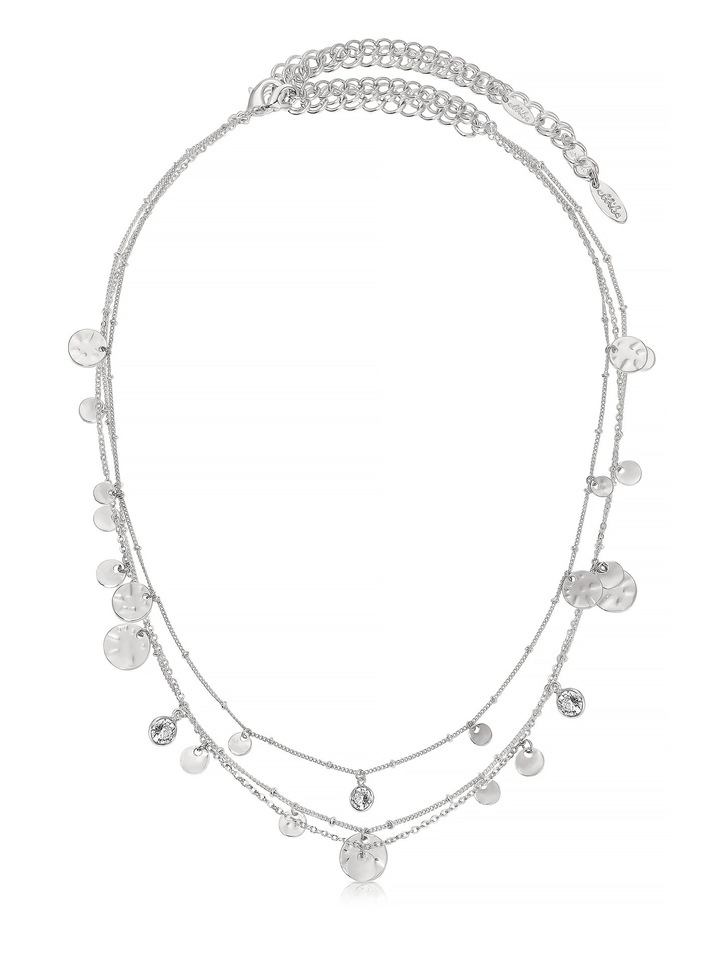 All in Layered Crystal Necklace Set Rhodium Plated