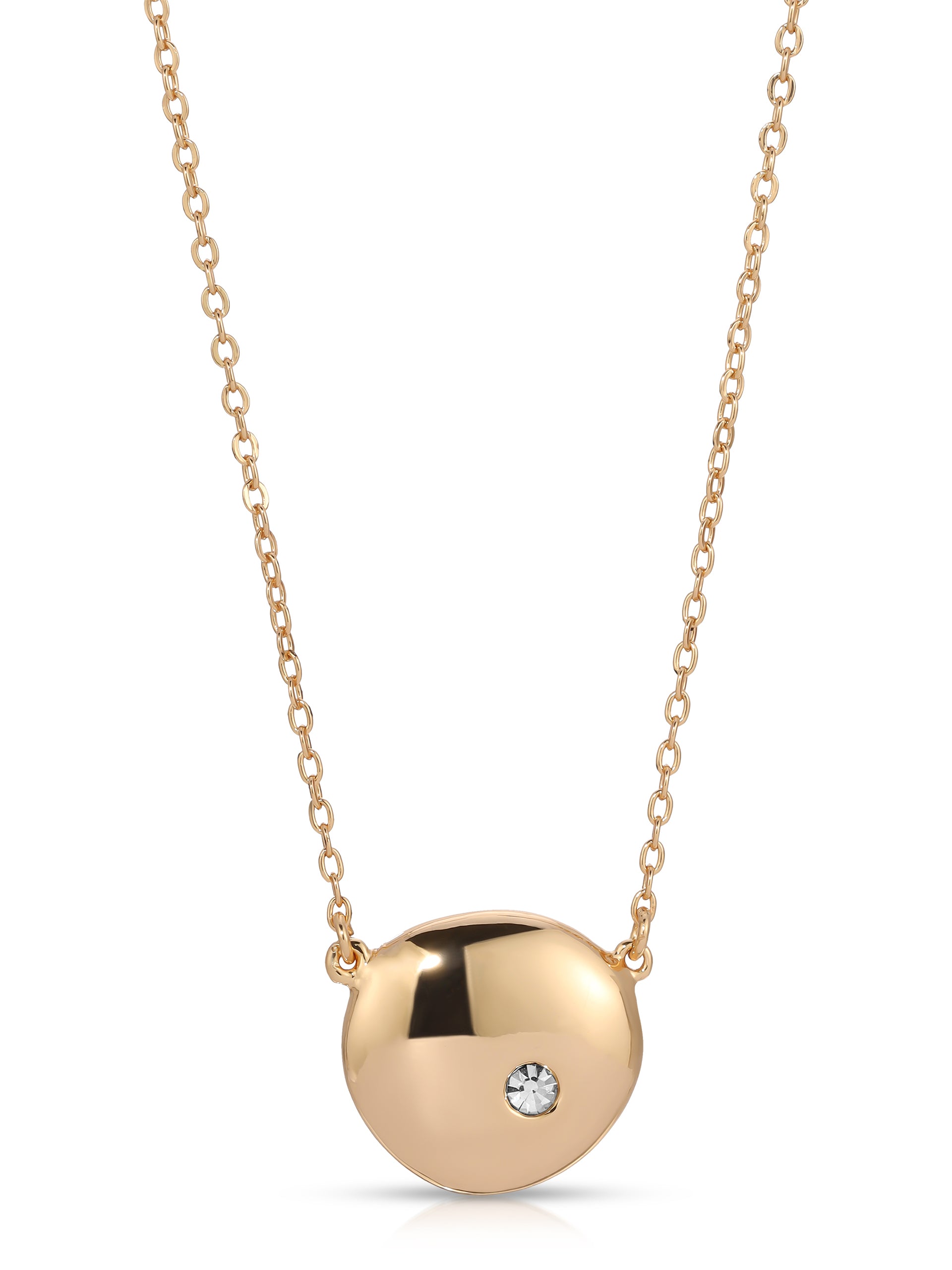 Polished Pebble Pendant Necklace 18k Gold Plated