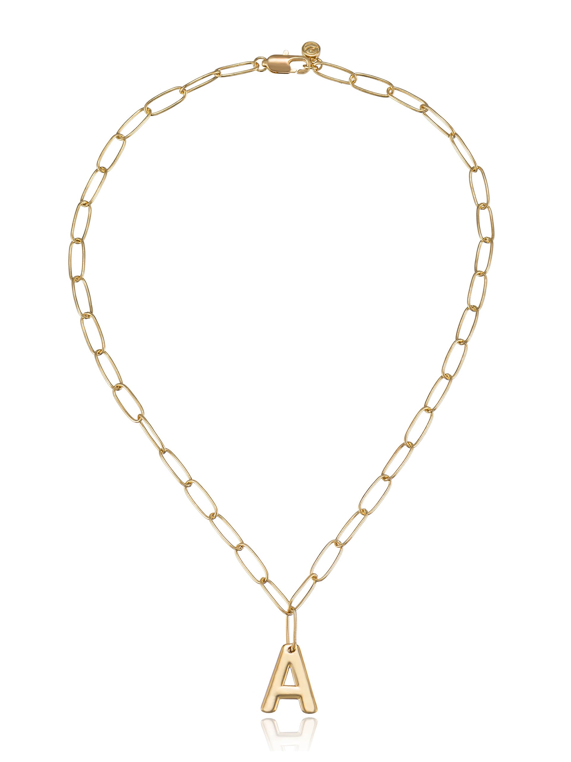 Paperclip Link Initial Necklace A 18k Gold Plated 2