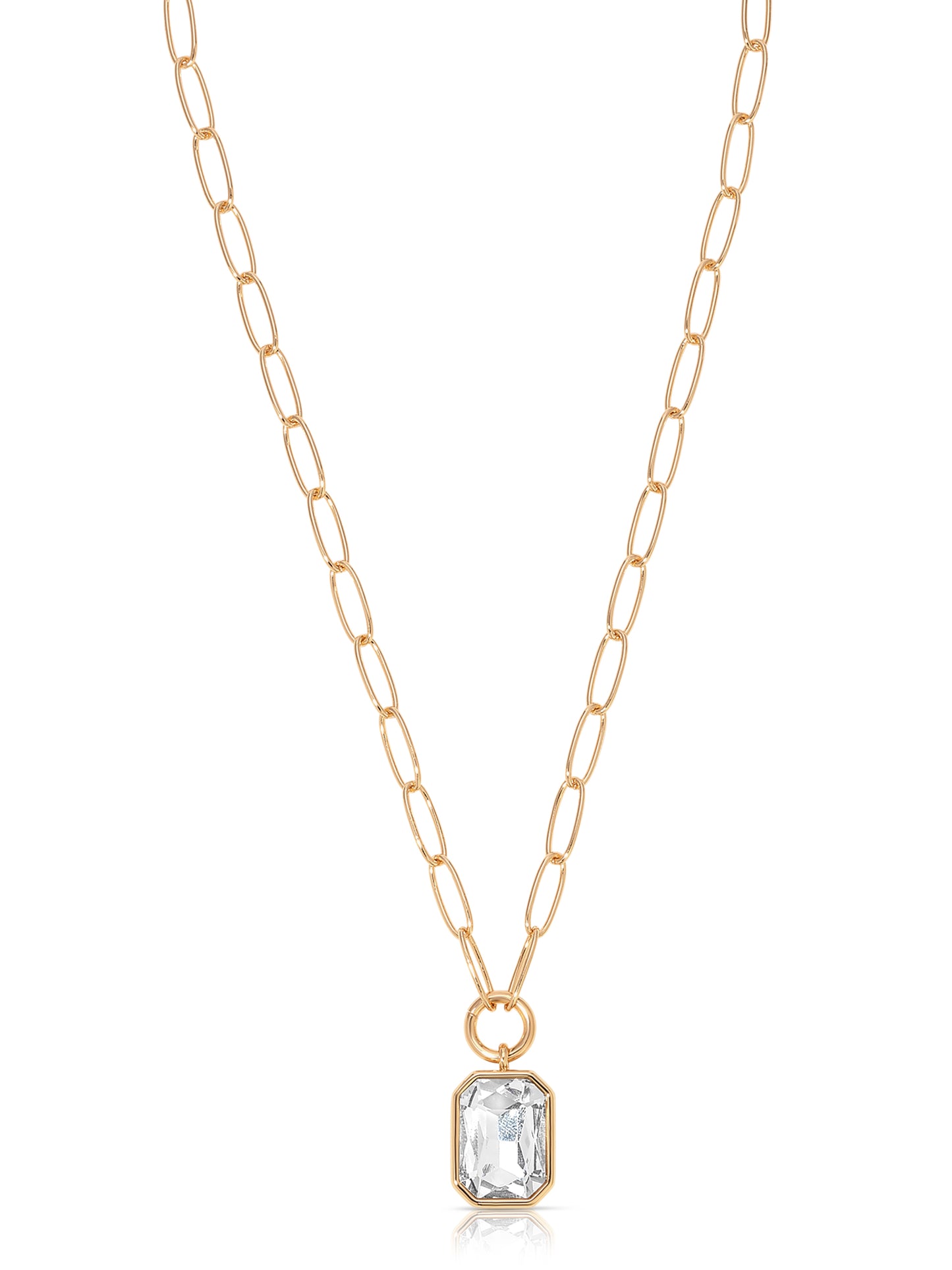 Deco Pendant Necklace Clear Crystal with 18k Gold Plating 2