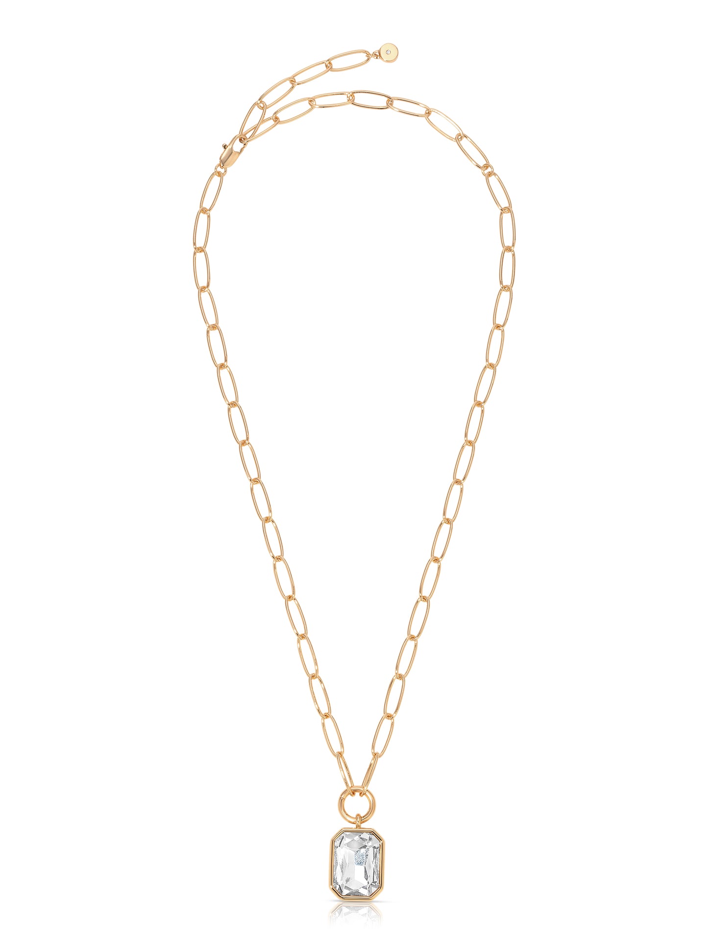 Deco Pendant Necklace Clear Crystal with 18k Gold Plating