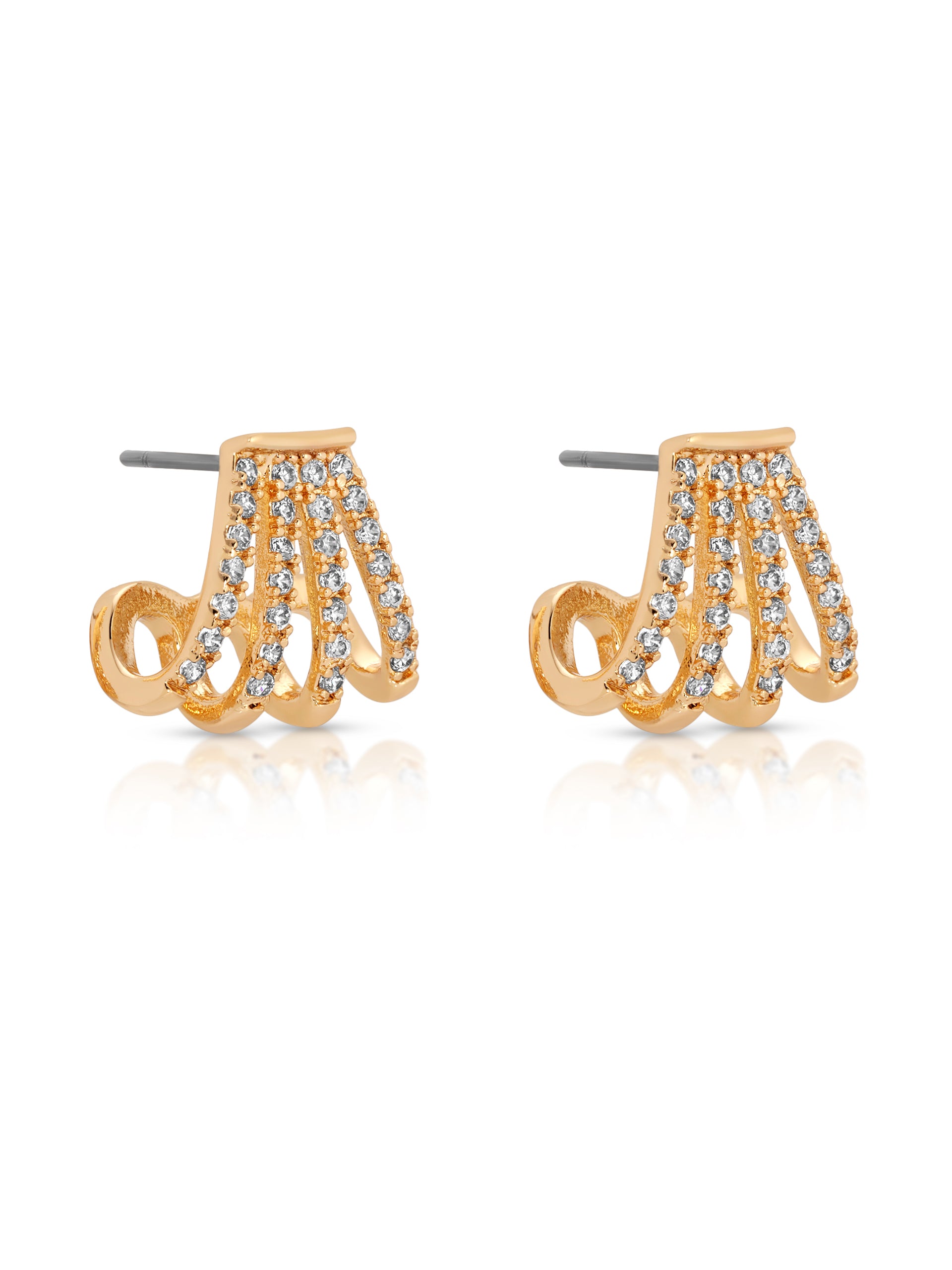 Glisten Wing Pavé Earrings Clear Crystal with 18k Gold Plating 2
