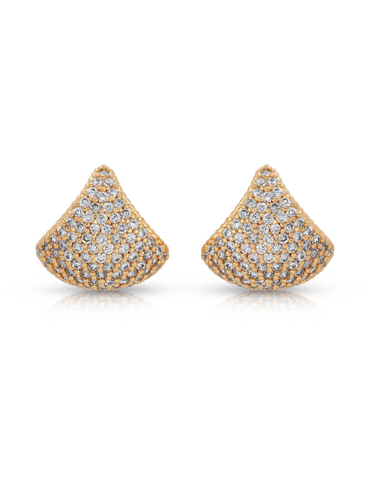 Pavé Encrusted Huggie Hoops Clear Crystal with 18k Gold Plating 2