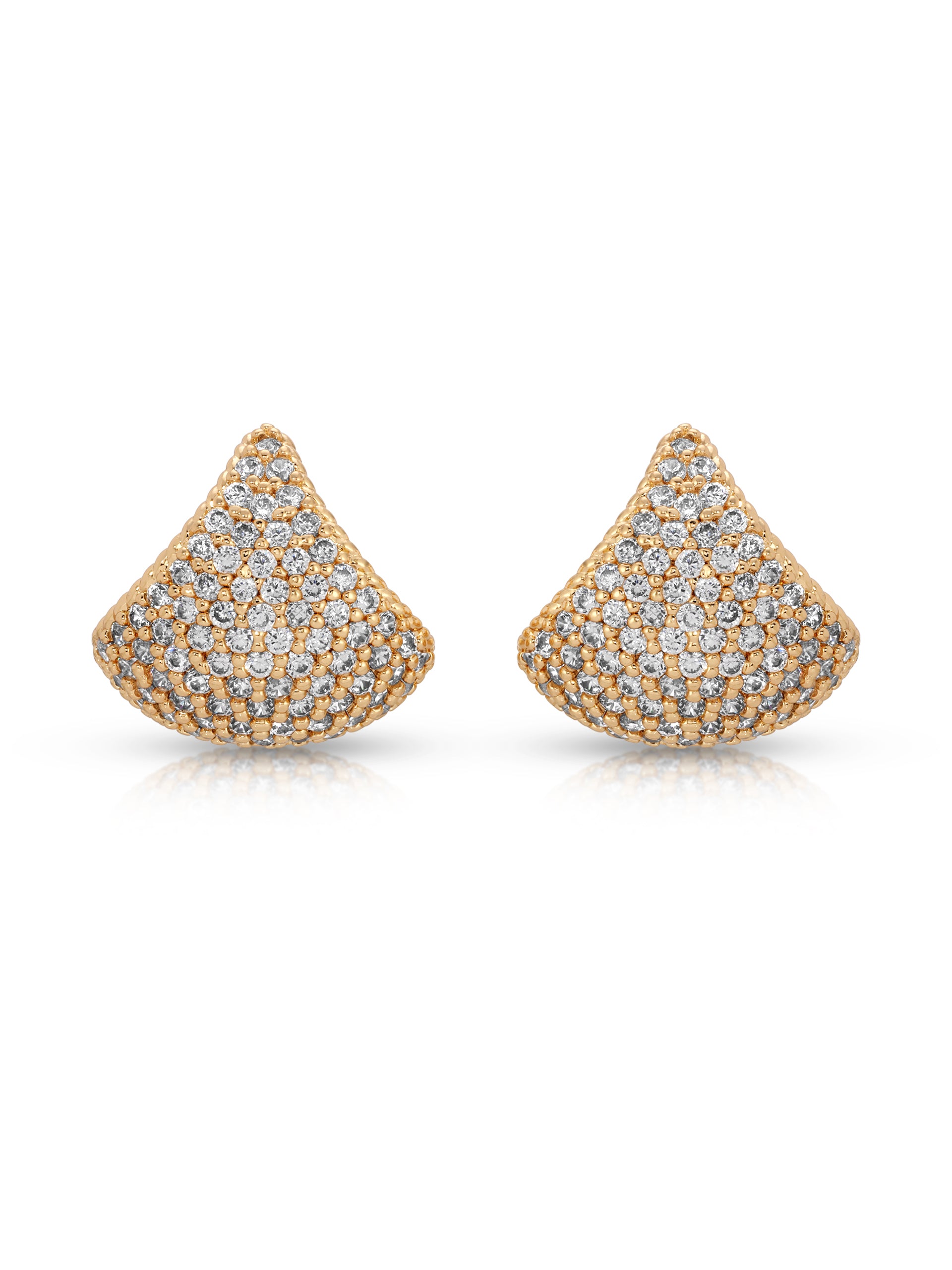 Pavé Encrusted Huggie Hoops Clear Crystal with 18k Gold Plating 2