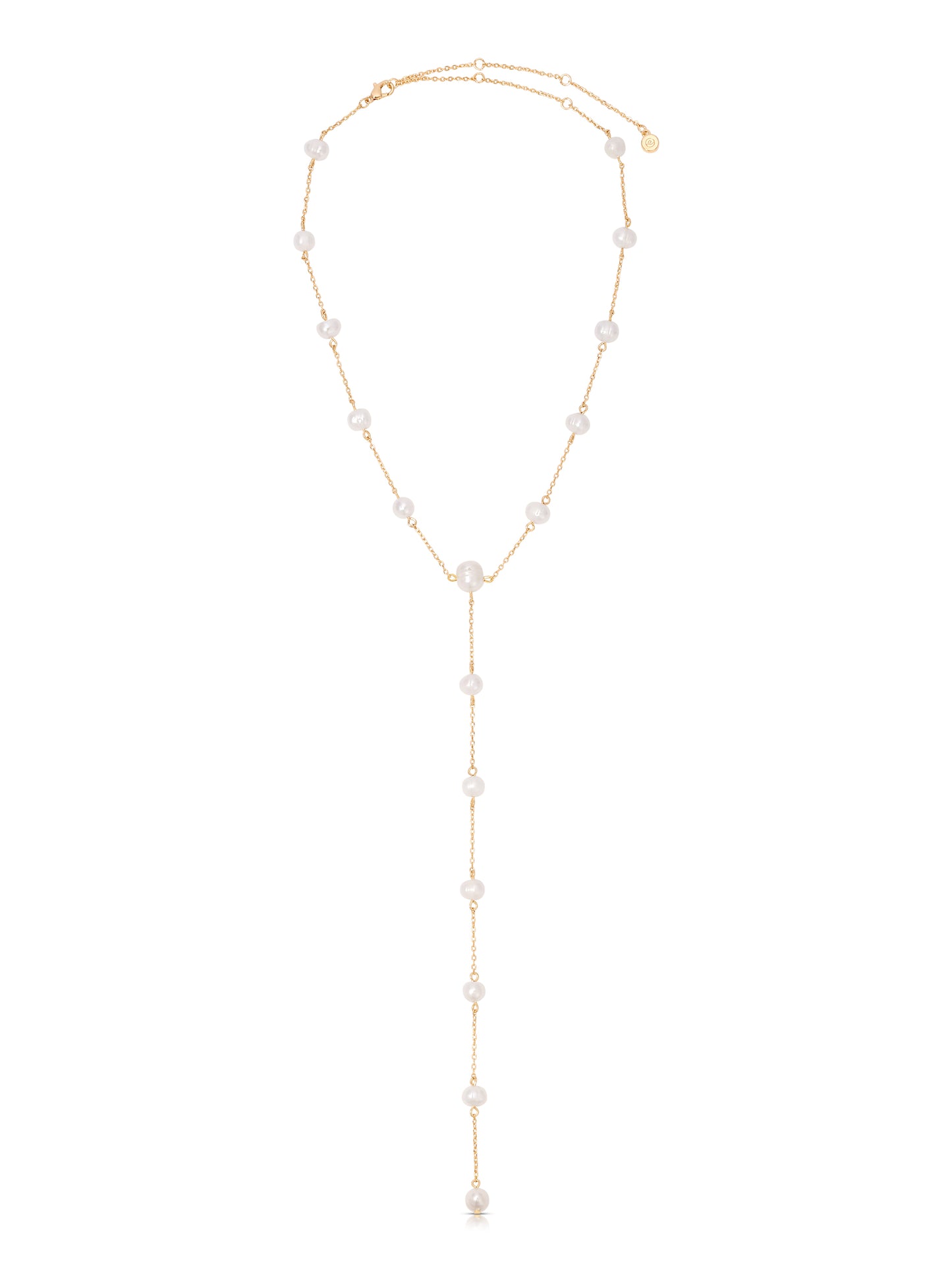 Dripping Pearl Lariat Necklace Pearl with 18k Gold Plating 2