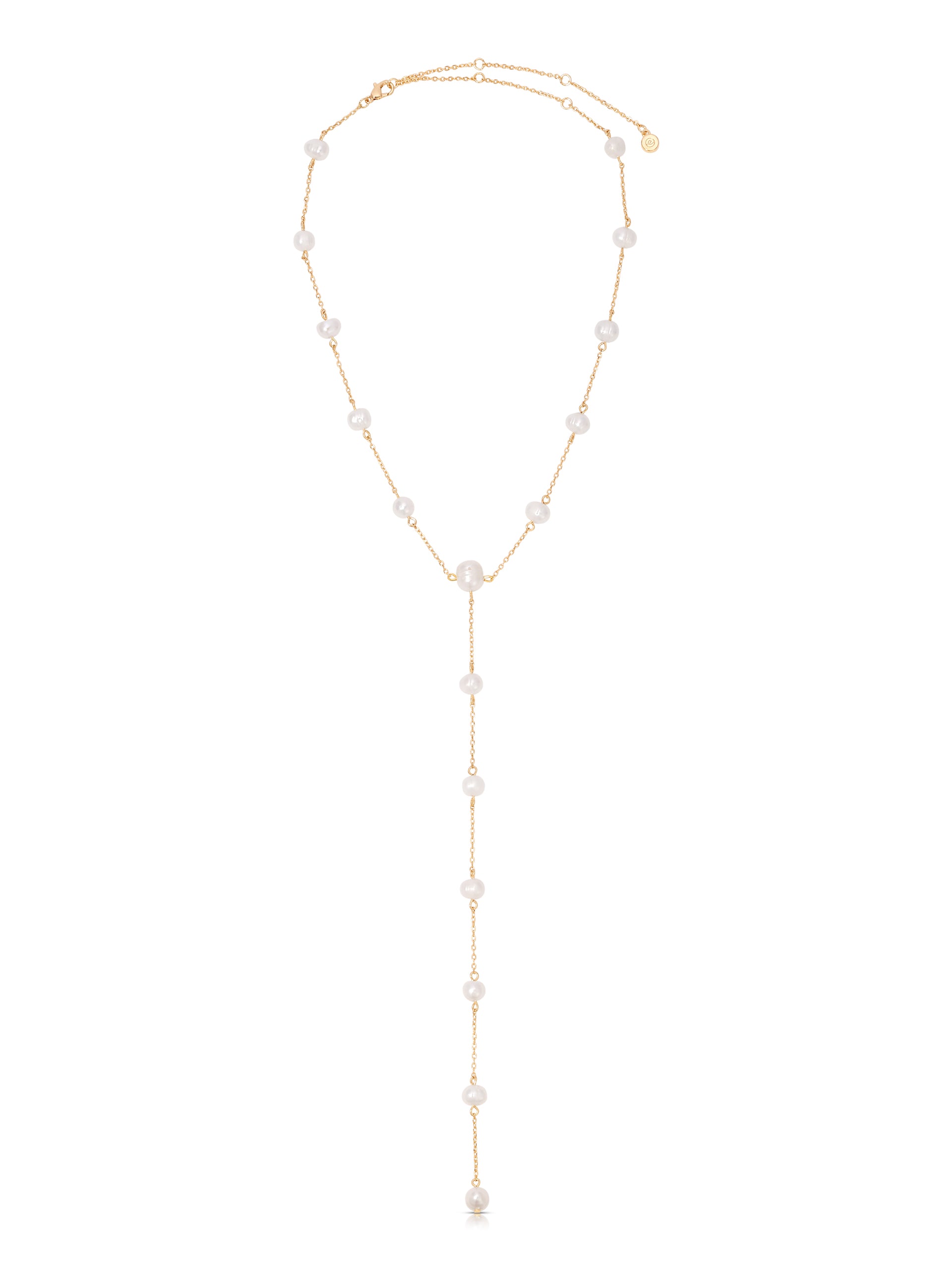 Dripping Pearl Lariat Necklace Pearl with 18k Gold Plating 2