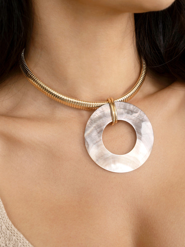 Shell Open Circle Pendant Flex Chain Necklace Second