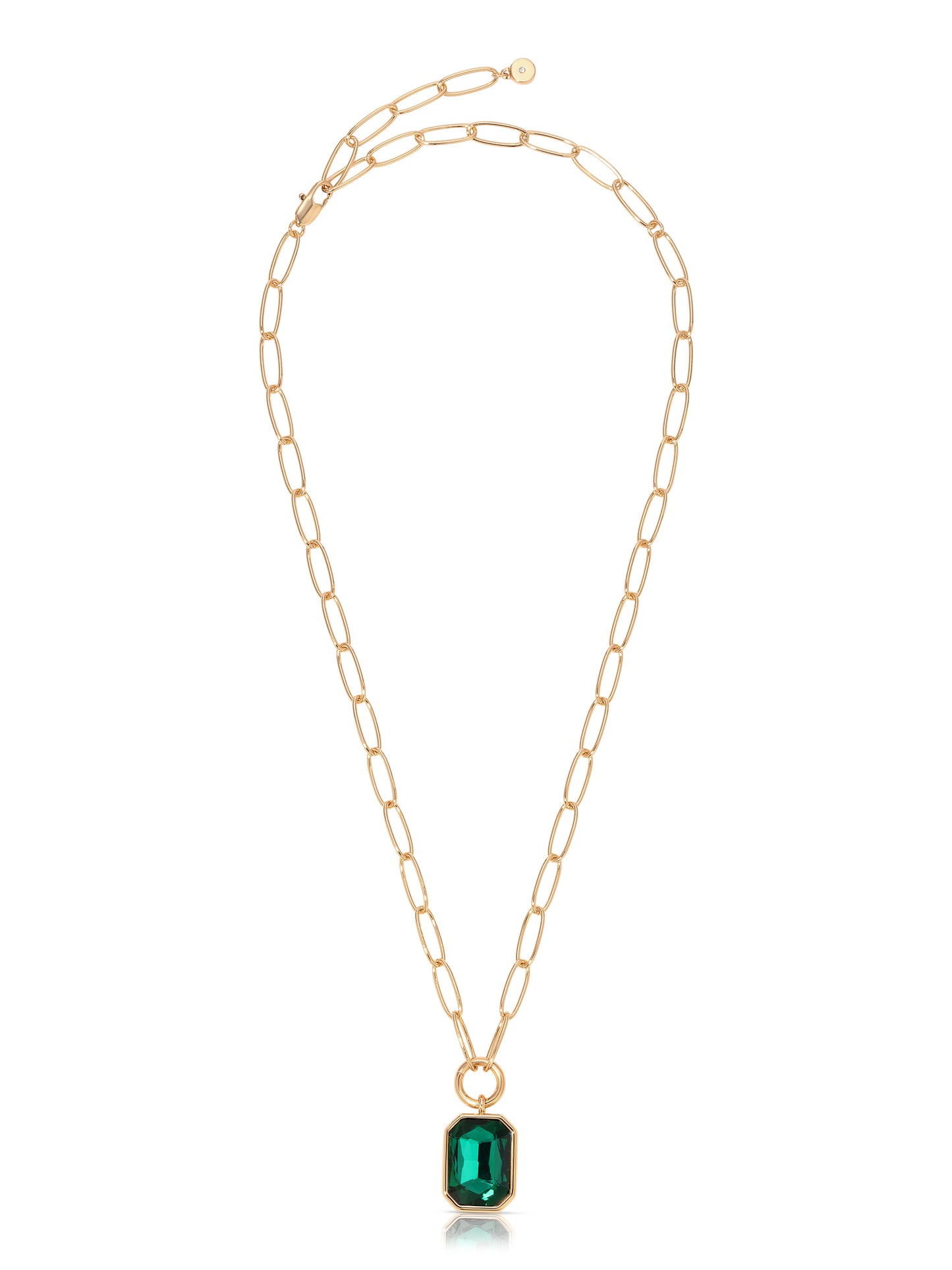 Deco Pendant Necklace Emerald Crystal with 18k Gold Plating 2