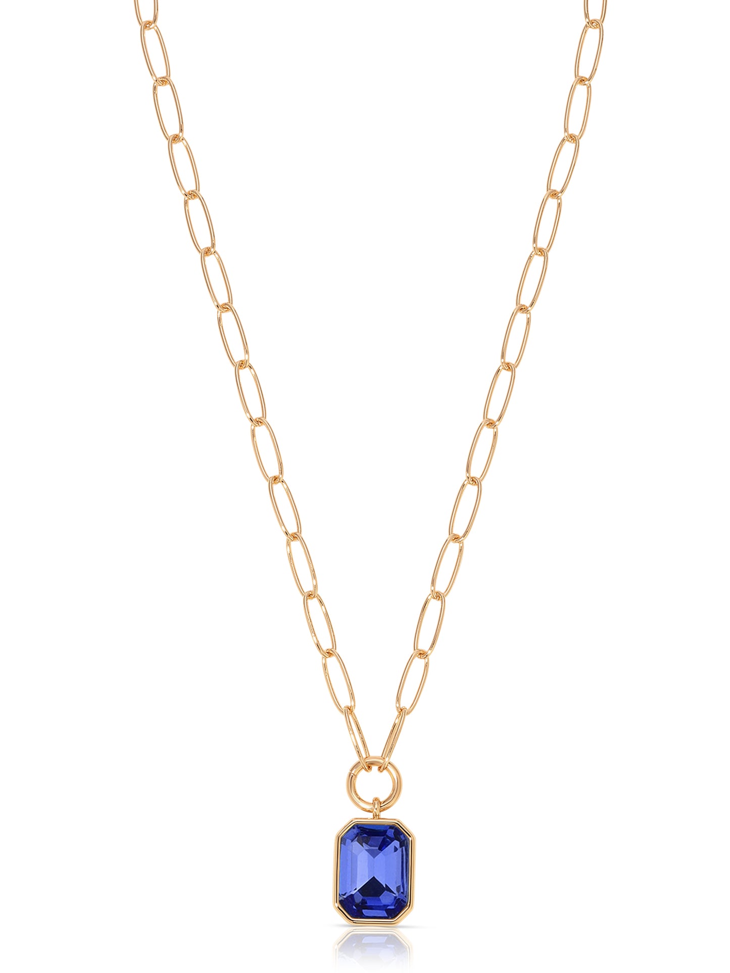 Deco Pendant Necklace Sapphire Crystal with 18k Gold Plating 2