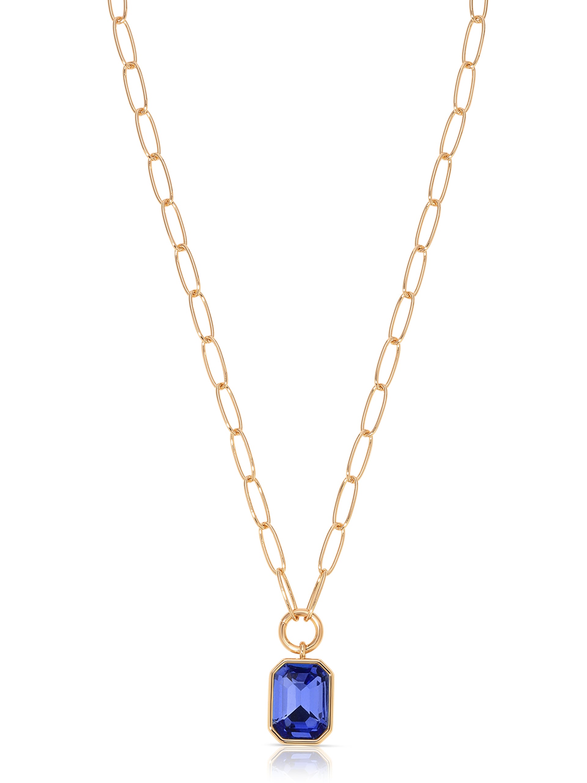 Deco Pendant Necklace Sapphire Crystal with 18k Gold Plating 2