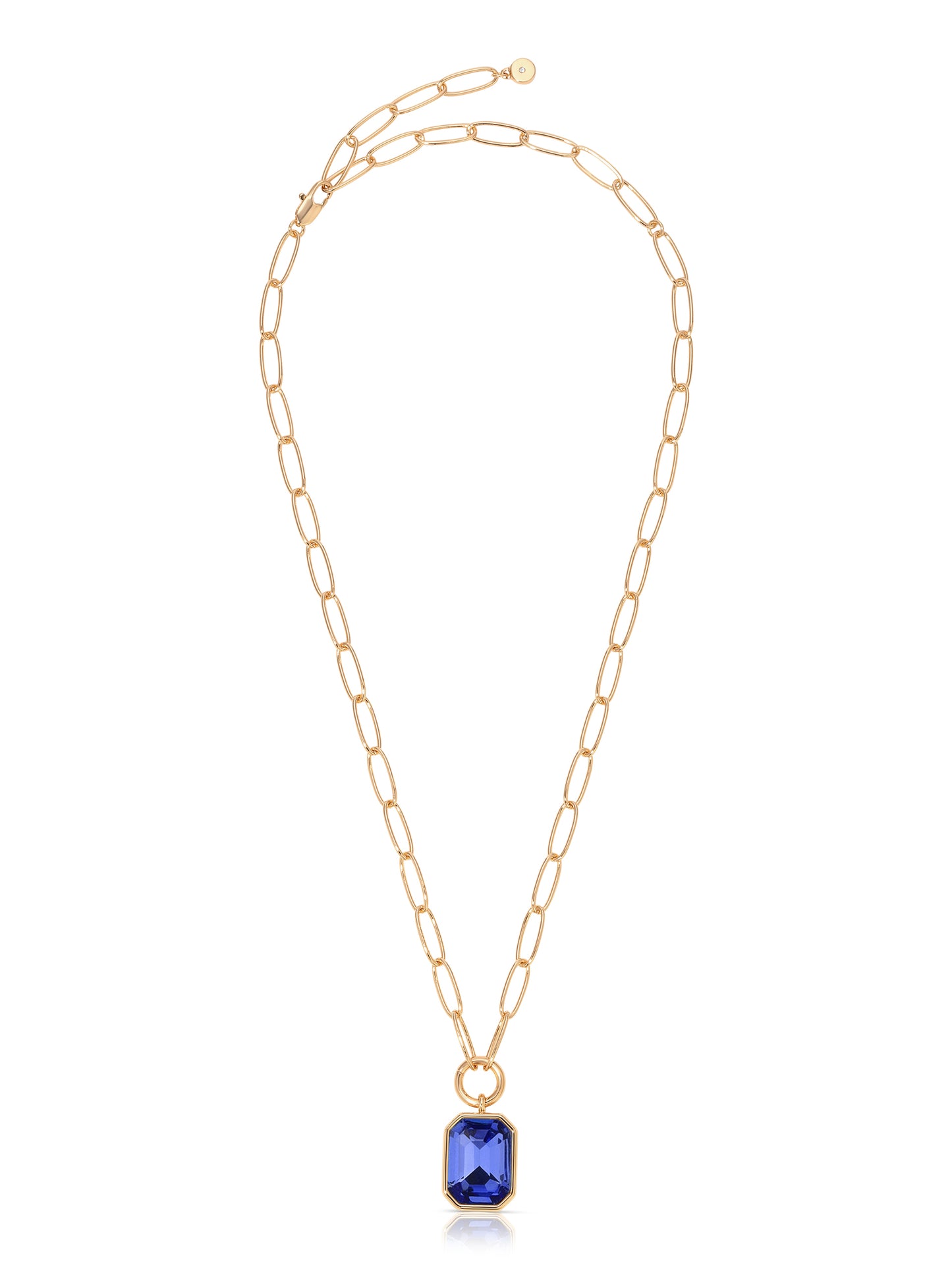 Deco Pendant Necklace Sapphire Crystal with 18k Gold Plating