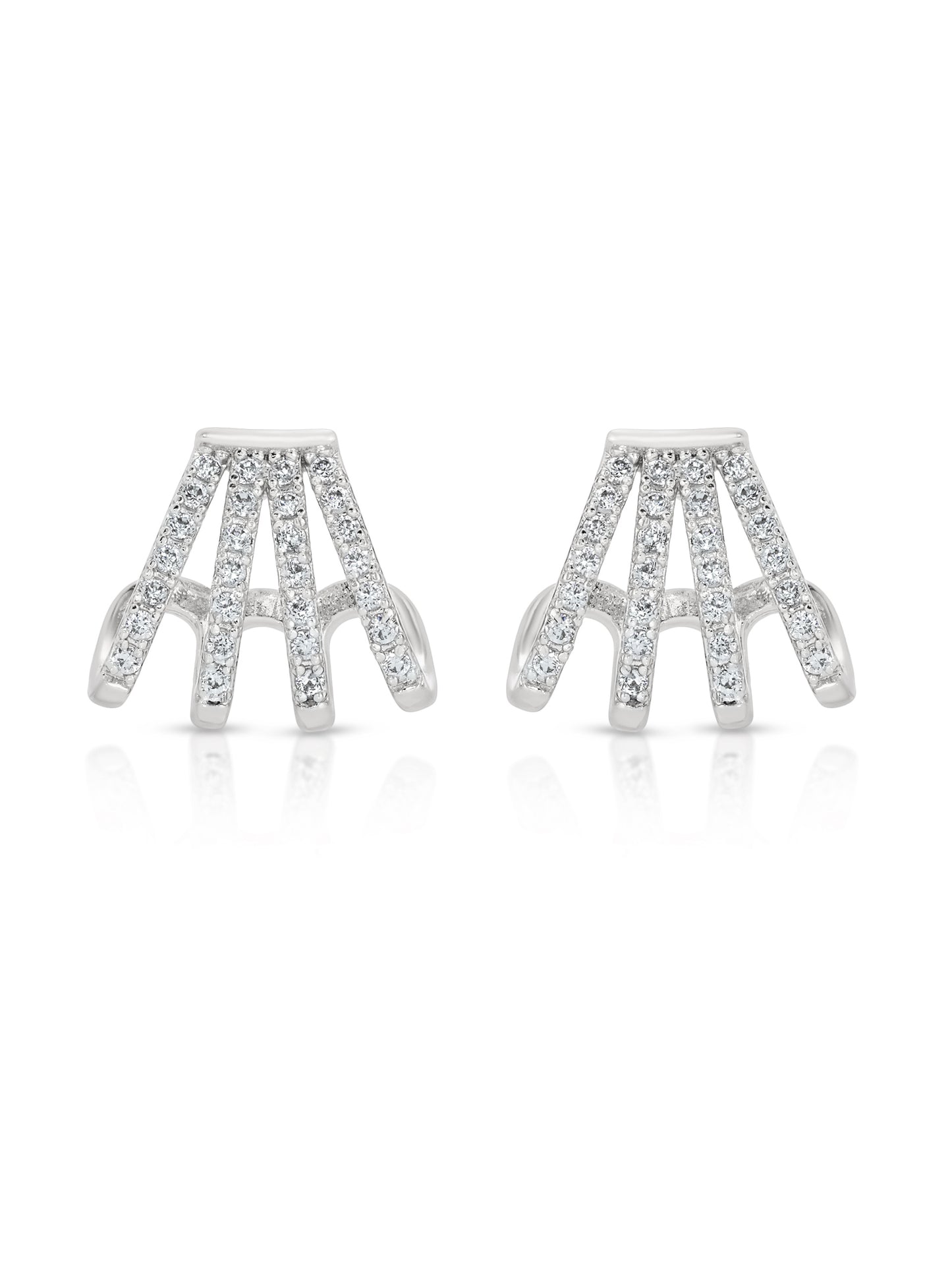 Glisten Wing Pavé Earrings Clear Crystal with Silver Plating