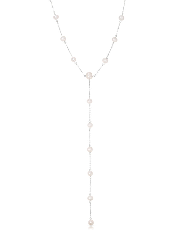 Dripping Pearl Lariat Necklace