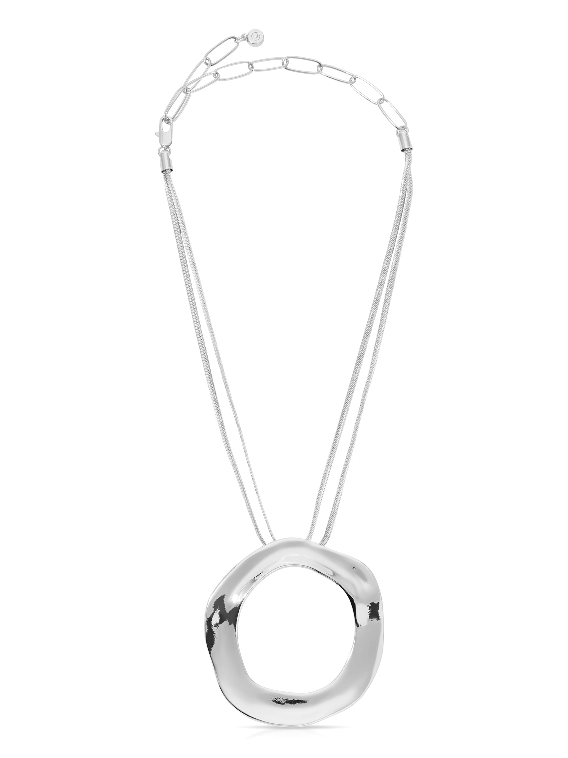 Open Circle Necklace Silver Plated