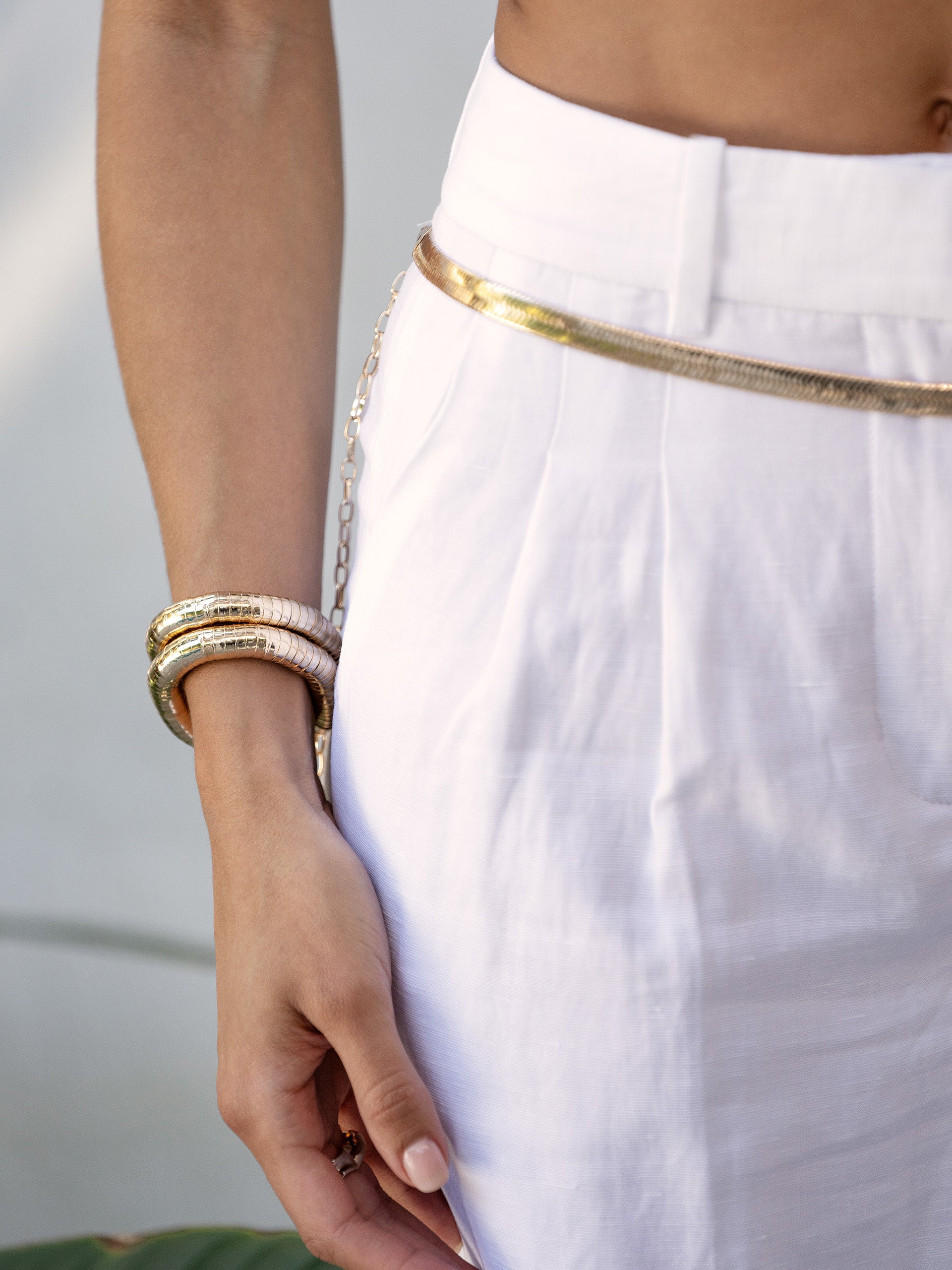 Liquid Gold Stretch Bracelet Set 18k Gold Plated model 5