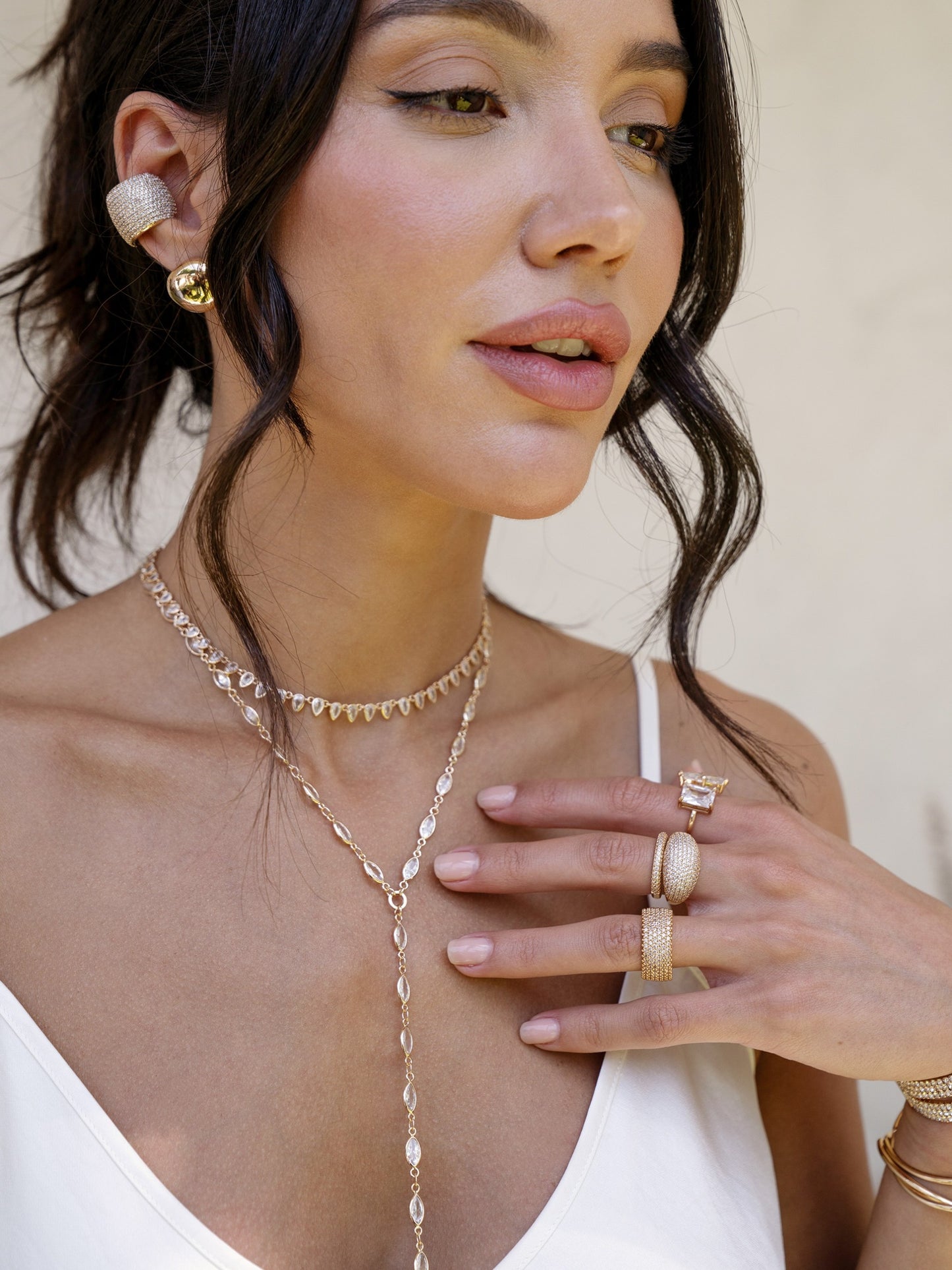 Crystal Baguette Body Chain on a model 6