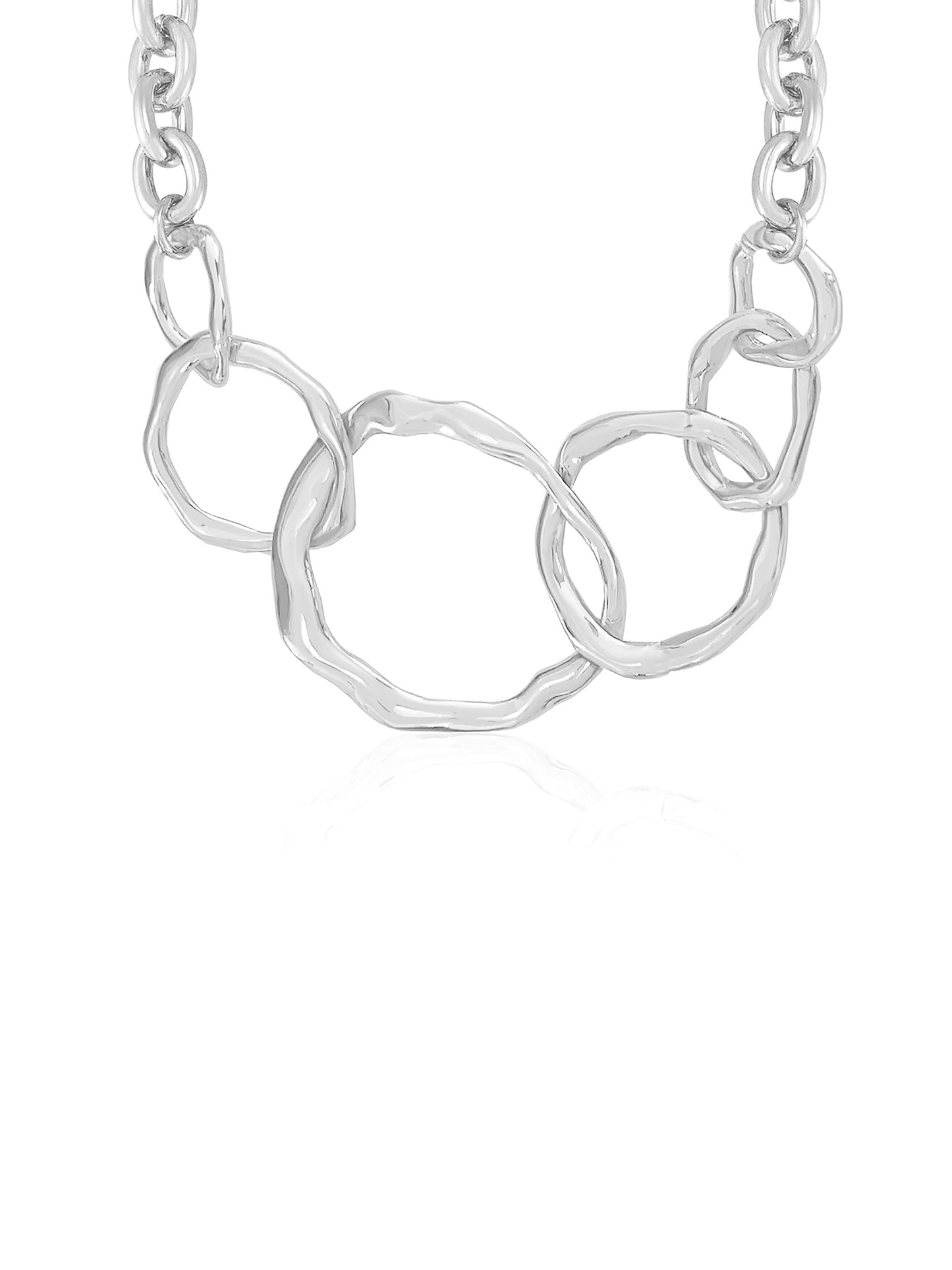 Interlocking Golden Chain Necklace Silver Plated 2
