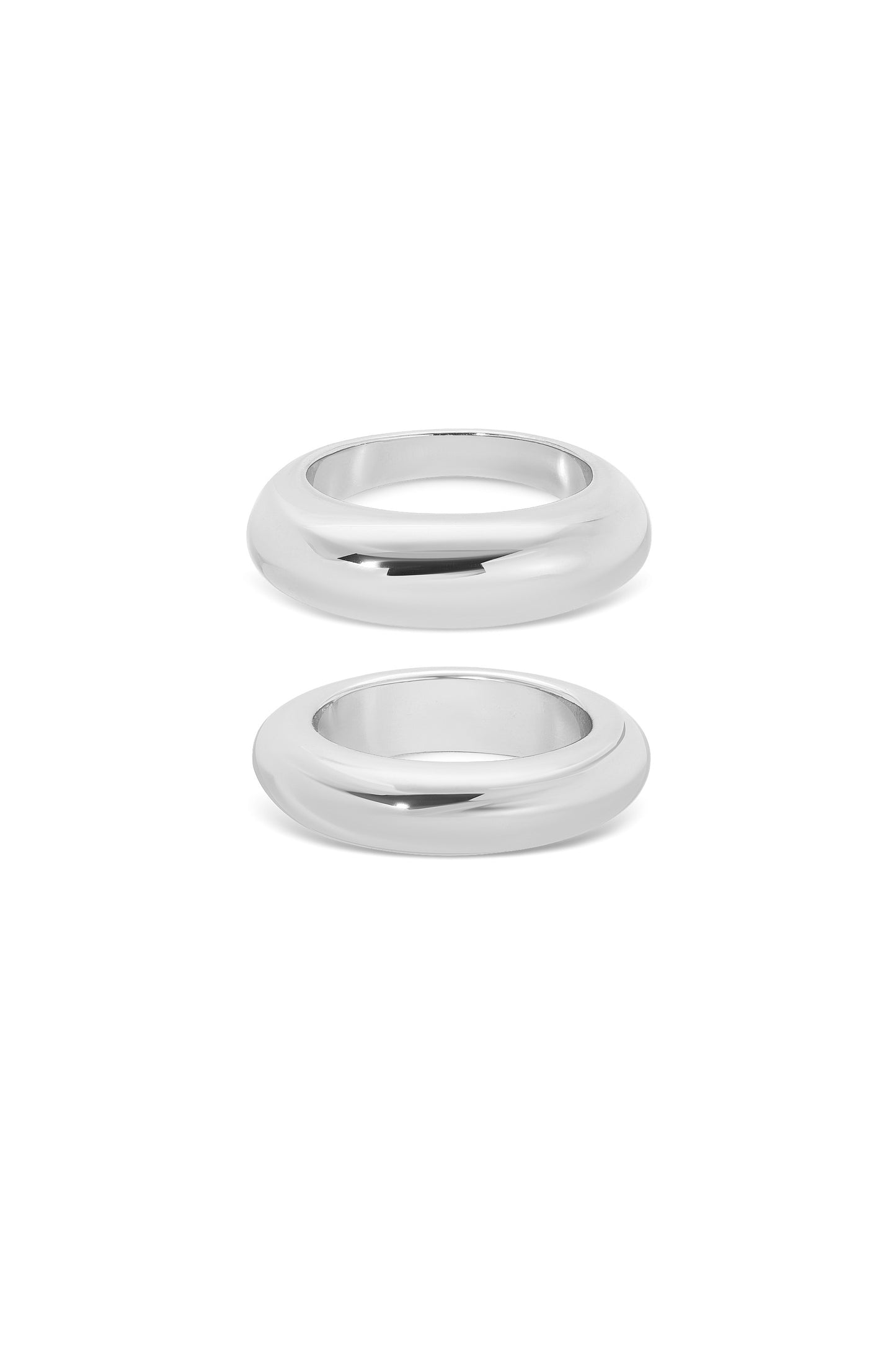 Modern Dome Ring Set Silver Plated