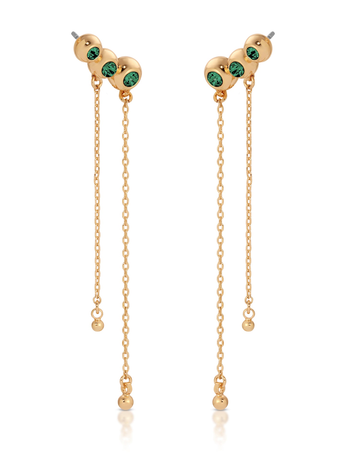 Emerald City Waterfall Earrings on model front