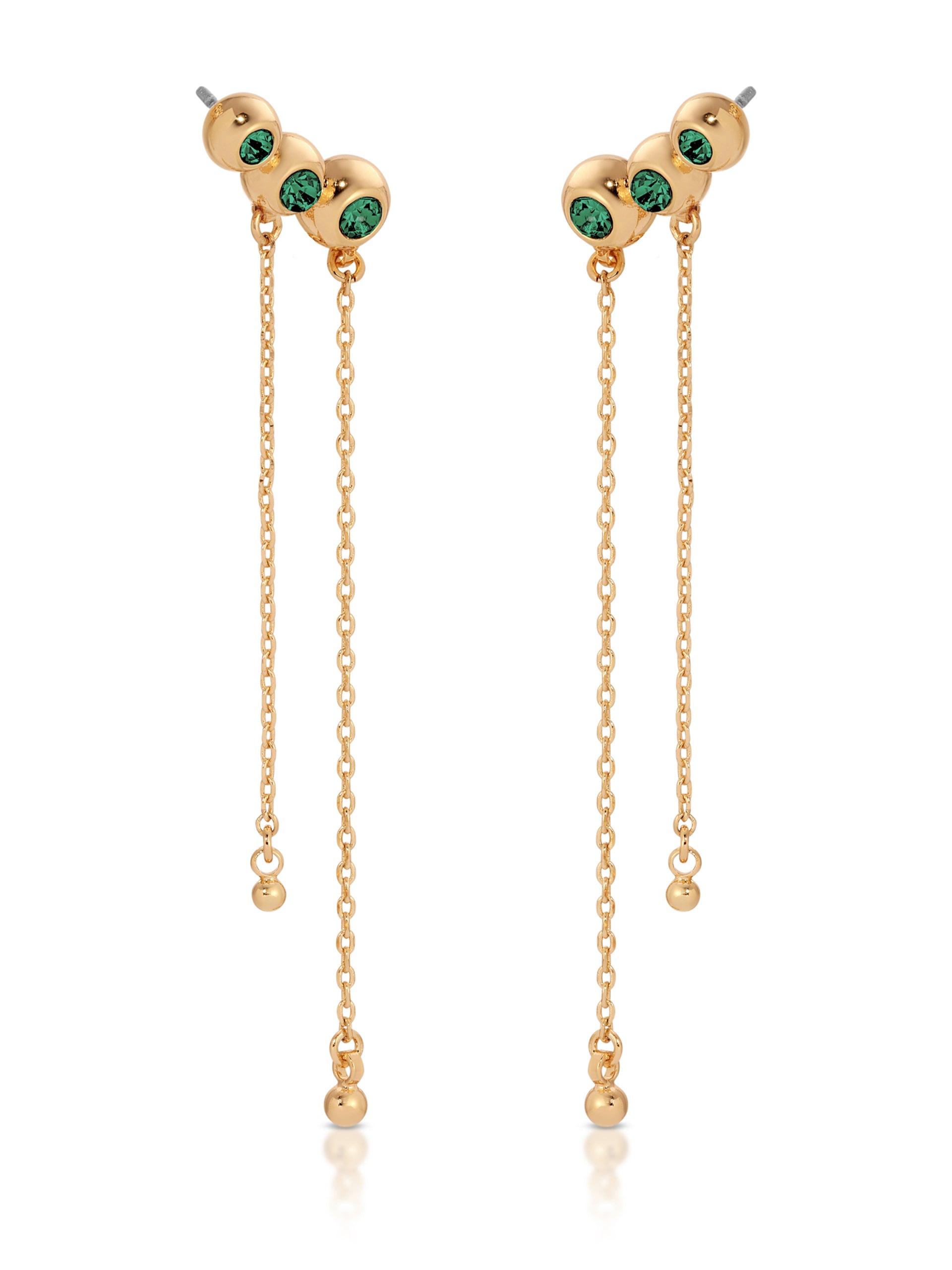 Emerald City Waterfall Earrings on model front