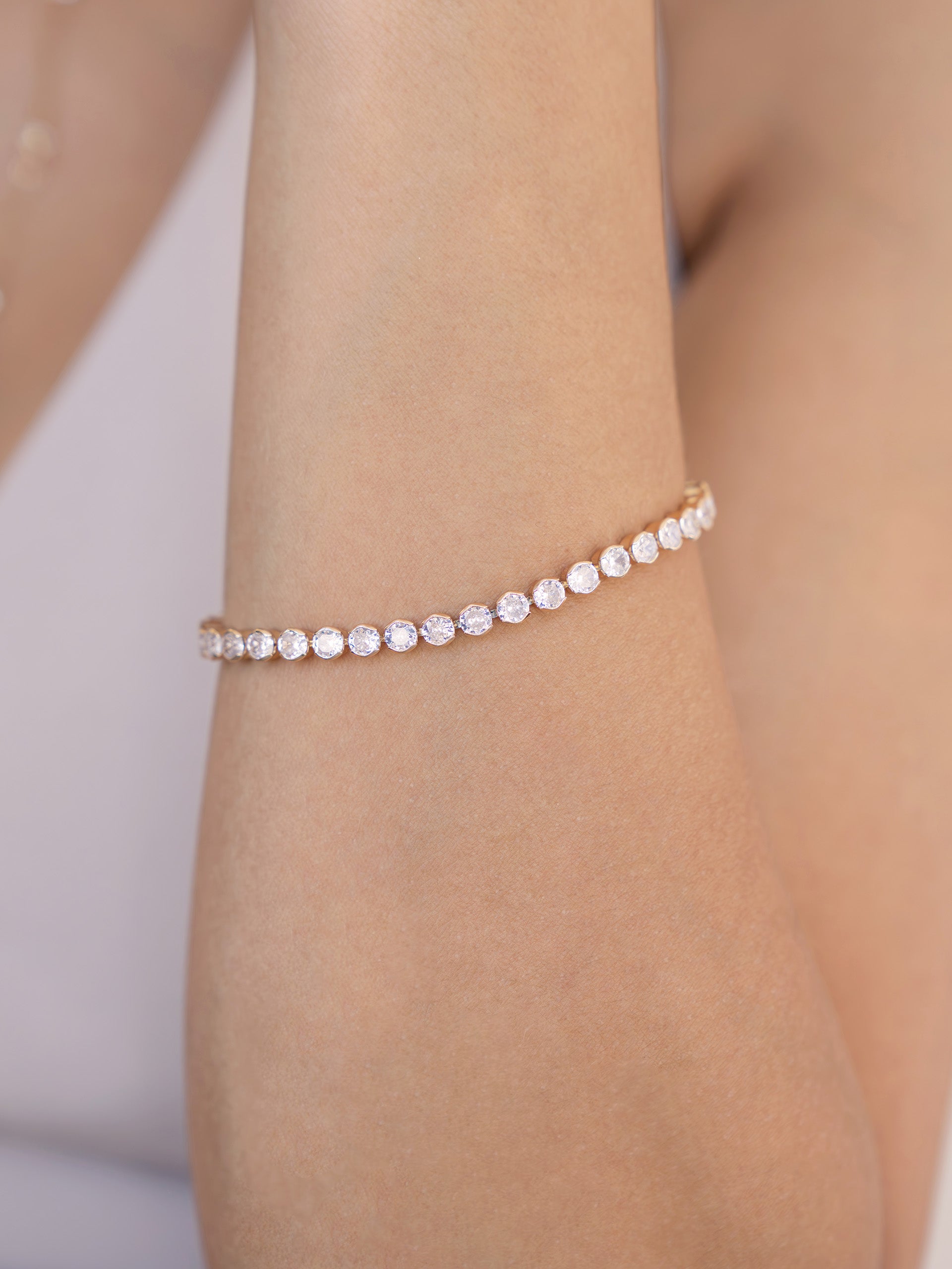 Crystal Chain Tennis Bracelet on model