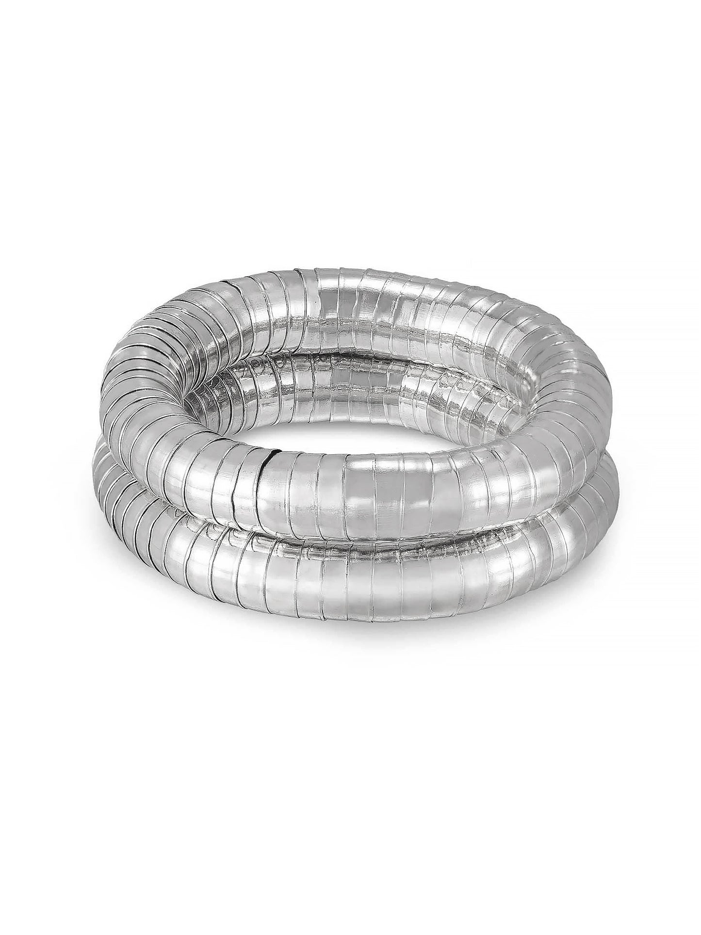 Liquid Gold Stretch Bracelet Set Silver Plated