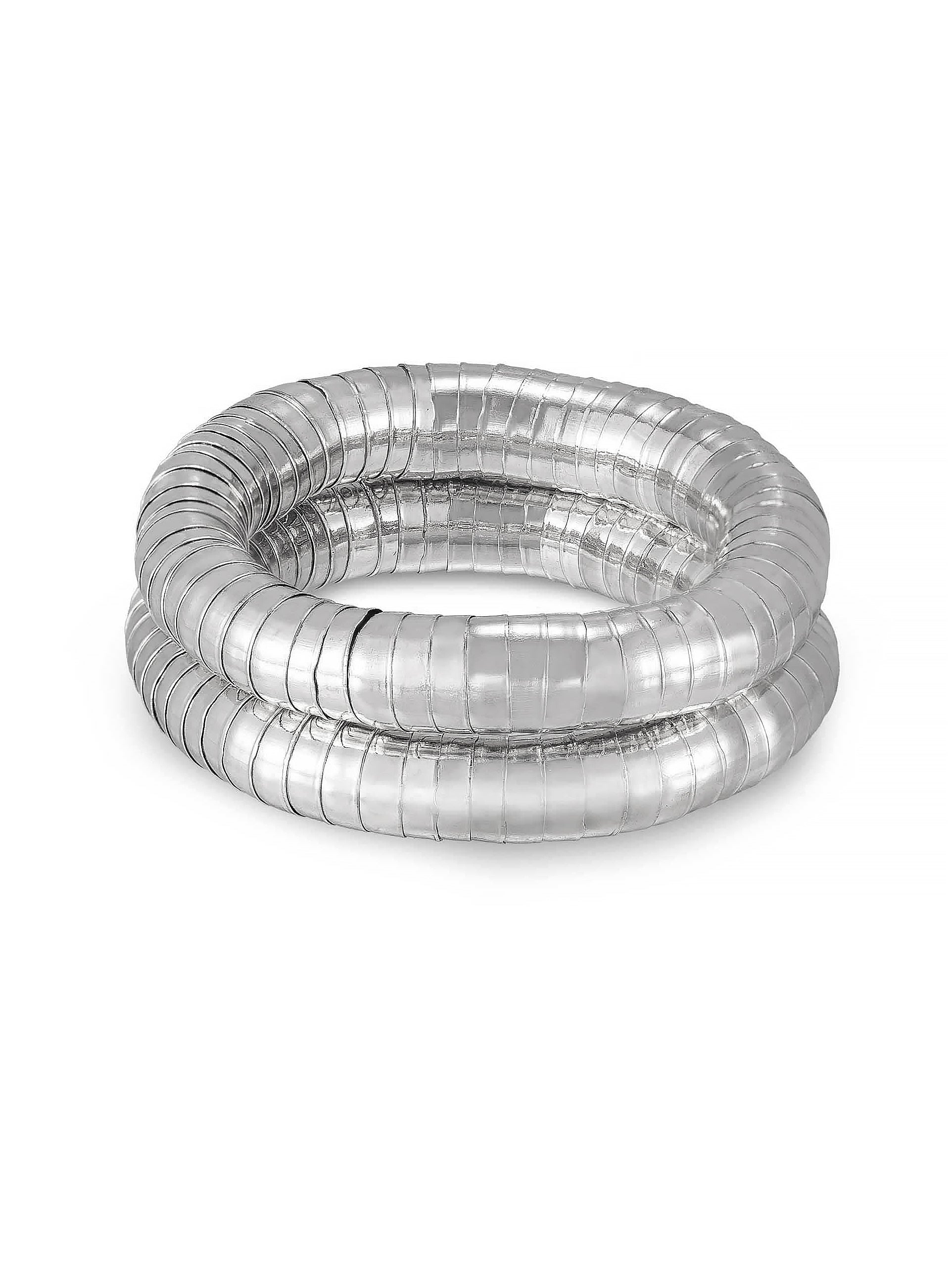 Liquid Gold Stretch Bracelet Set Silver Plated