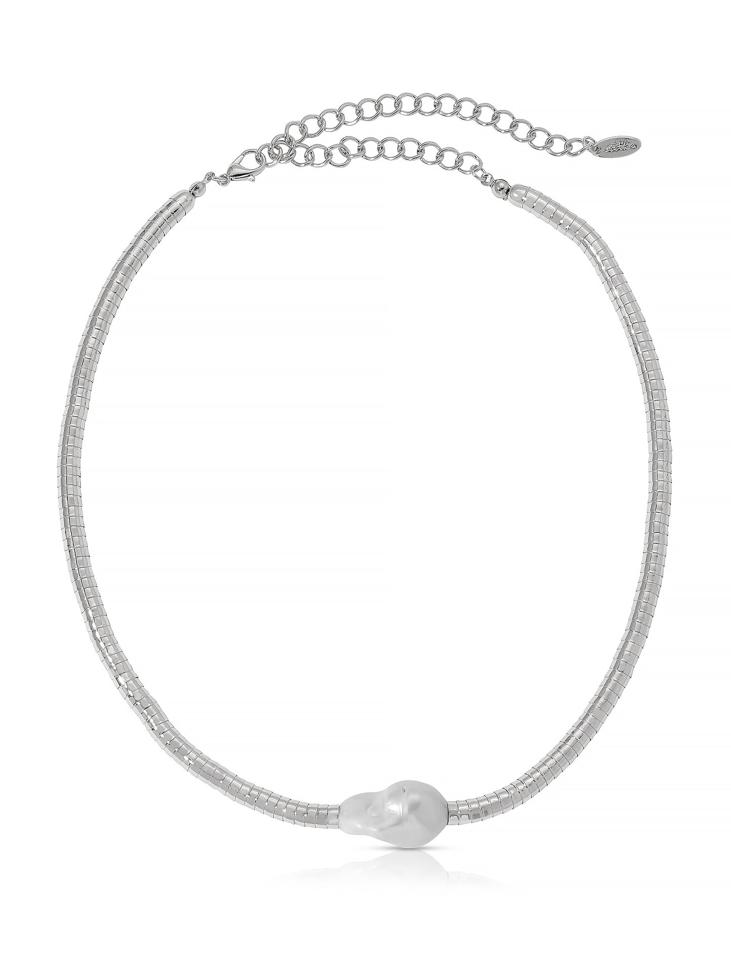 Liquid Gold and Pearl Choker Pearl with Silver Plating