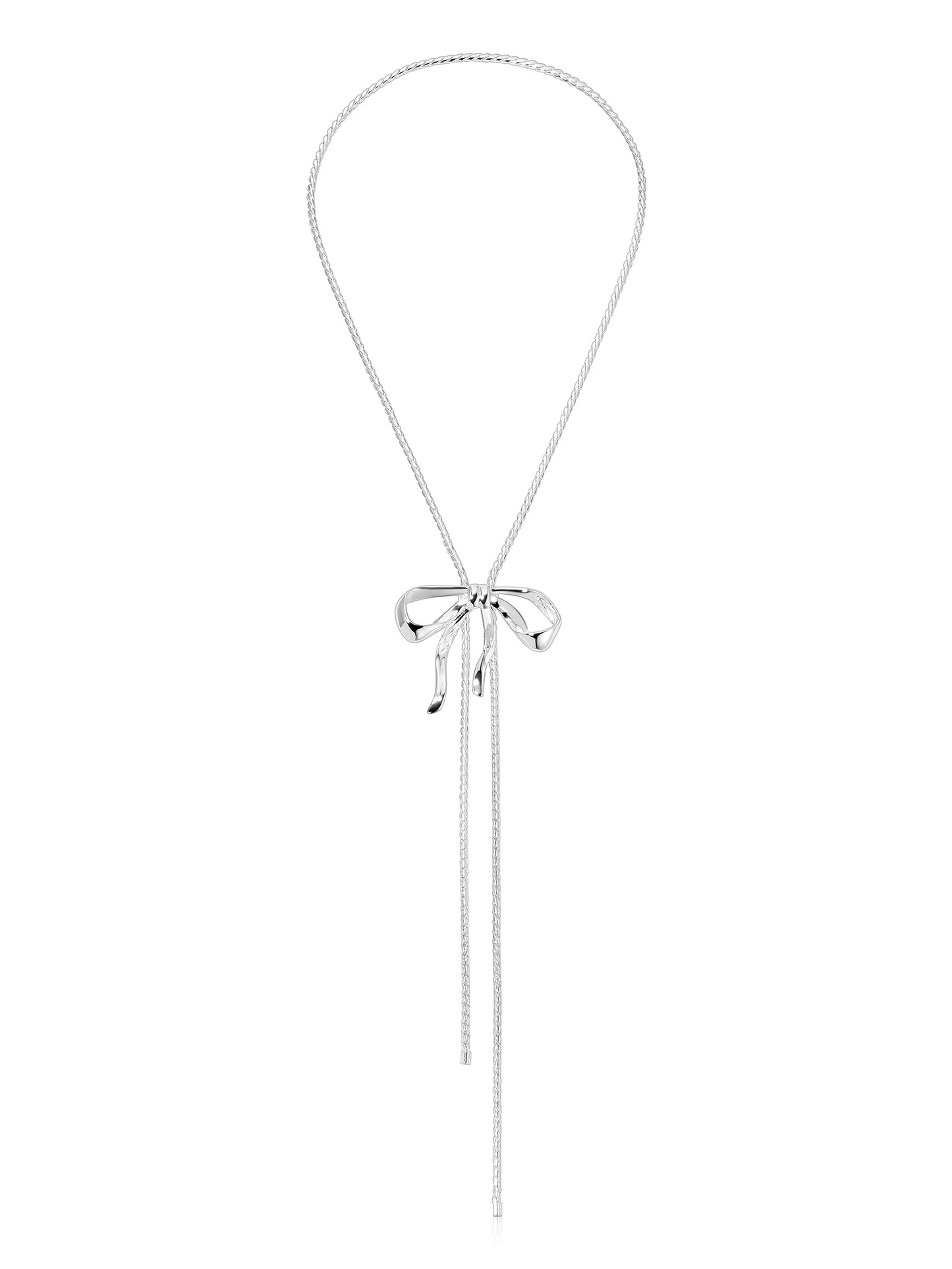 Bow Organica Bolo Necklace Silver Plated