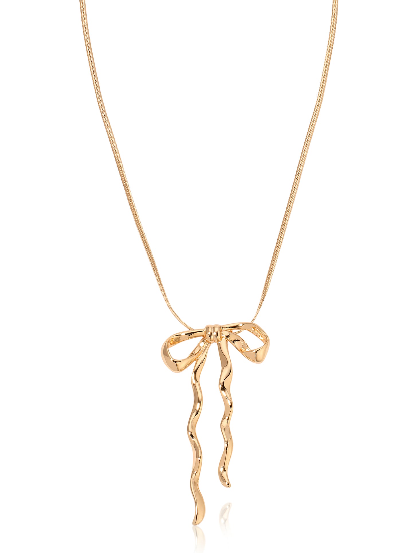 Bow Organica Pendant Necklace 18k Gold Plated