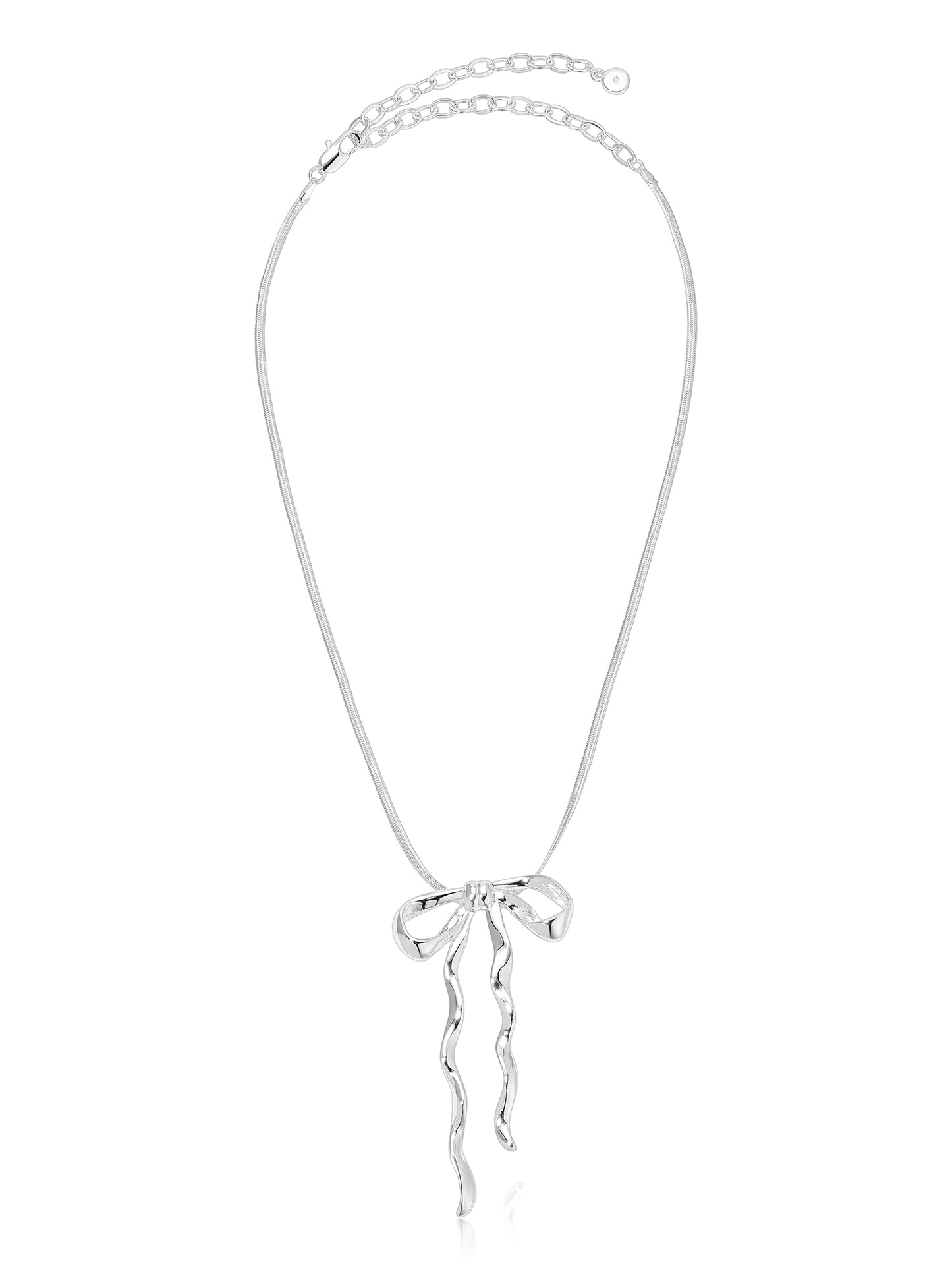 Bow Organica Pendant Necklace Silver Plated