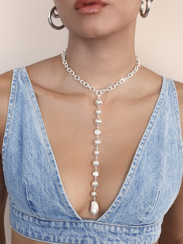 Deep Drop Pearl Lariat Necklace Second