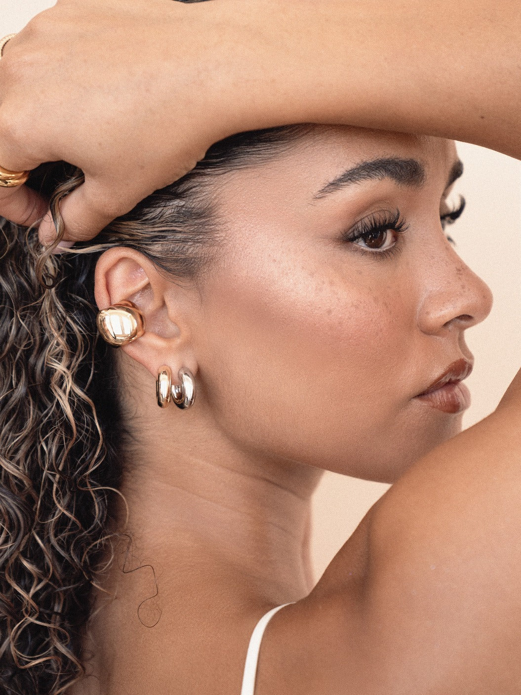 Mini Thick Classic Hoops 18k Gold Plated model 4