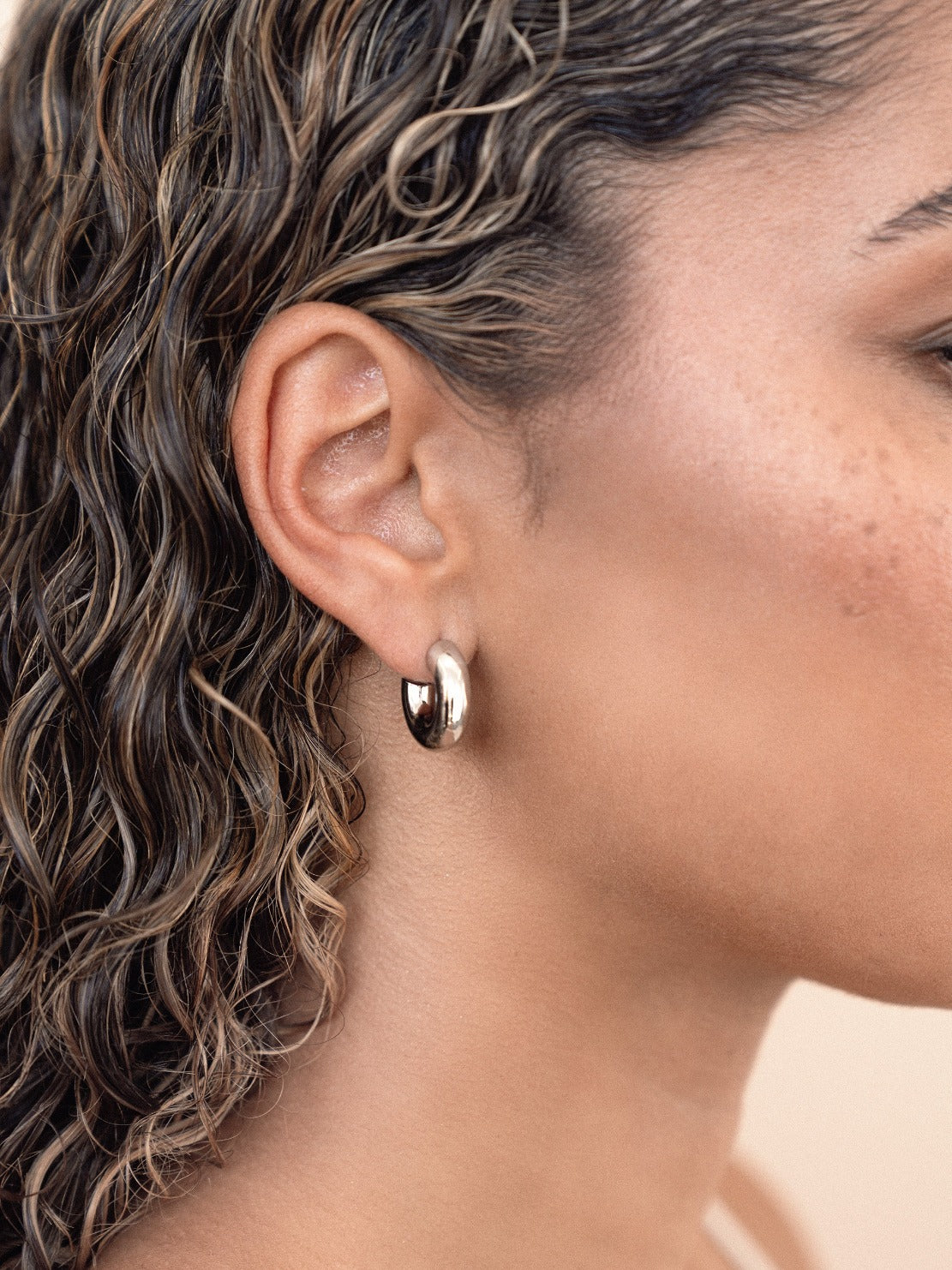 Mini Thick Classic Hoops 18k Gold Plated model 3