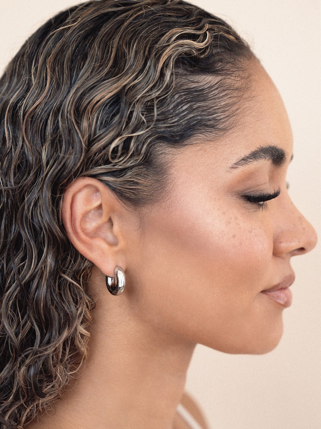 Mini Thick Classic Hoops 18k Gold Plated model 5