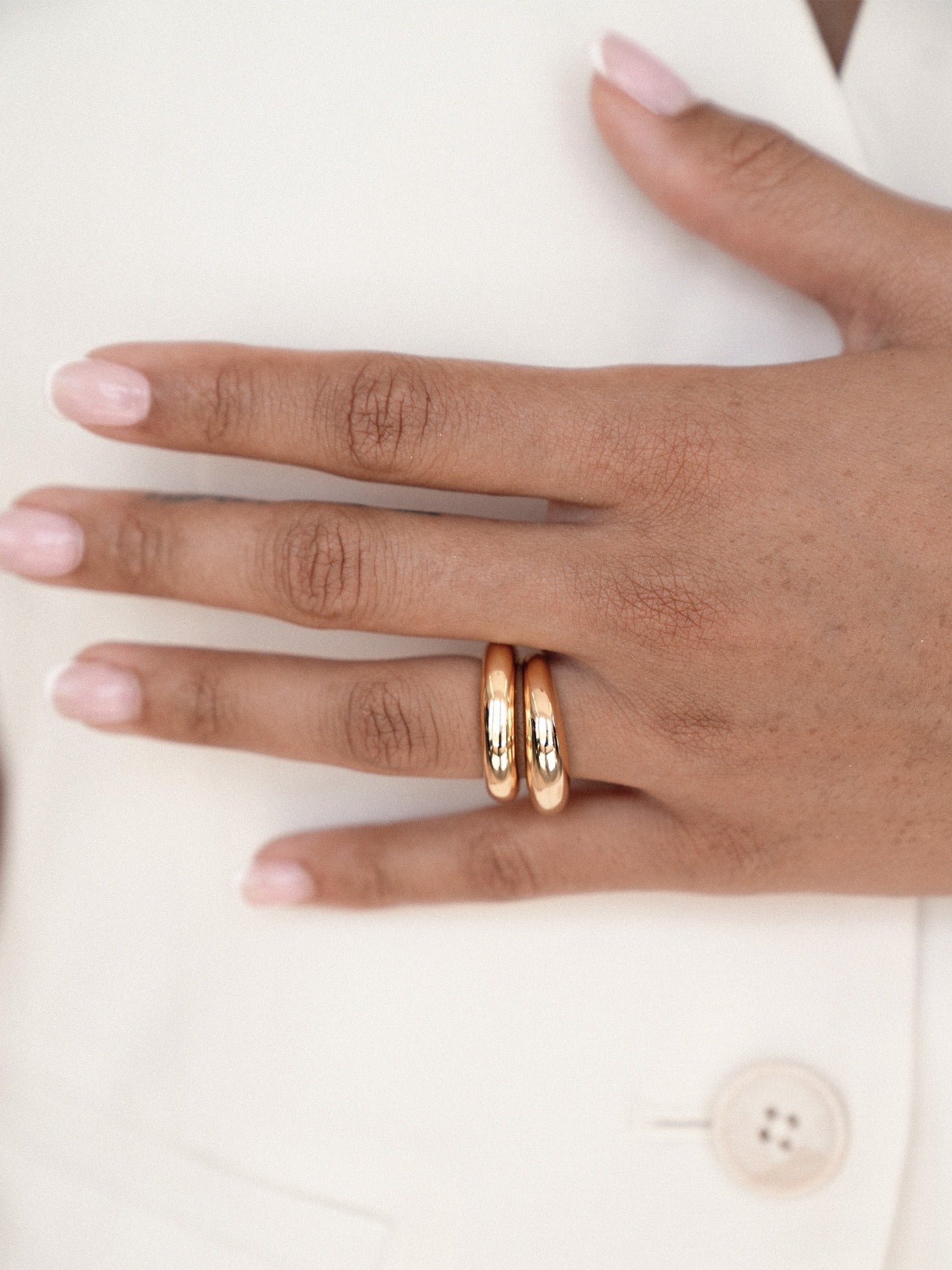 Modern Dome Ring Set 18k Gold Plated model 3
