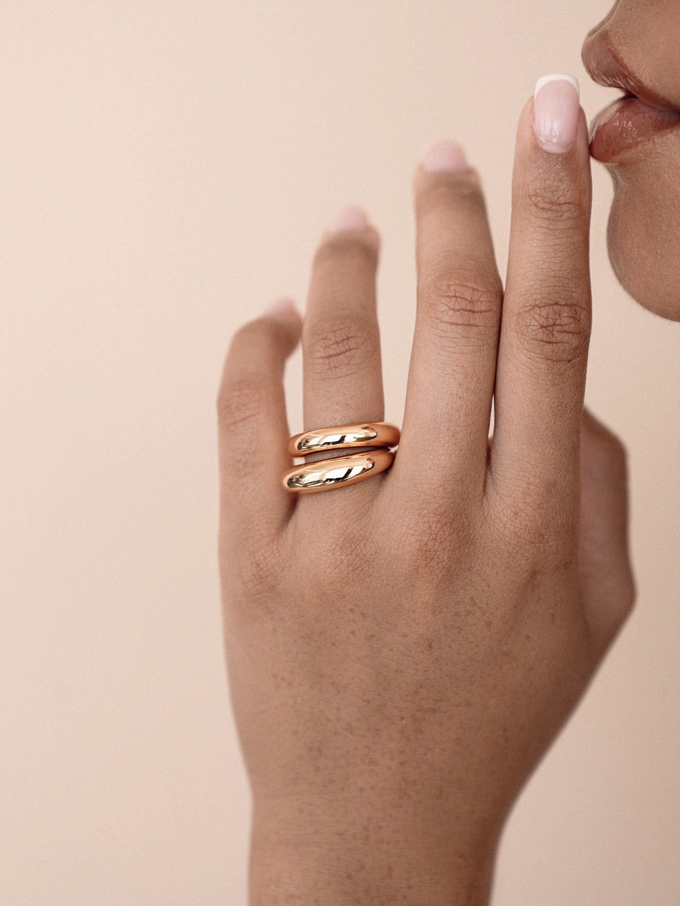 Modern Dome Ring Set 18k Gold Plated model