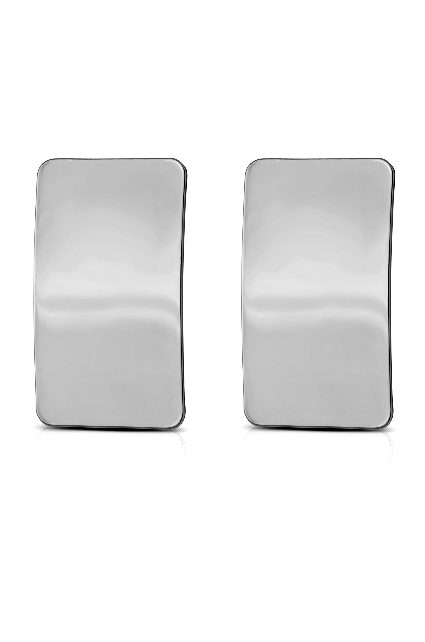 Rectangle Metal Stud Earrings Rhodium Plated