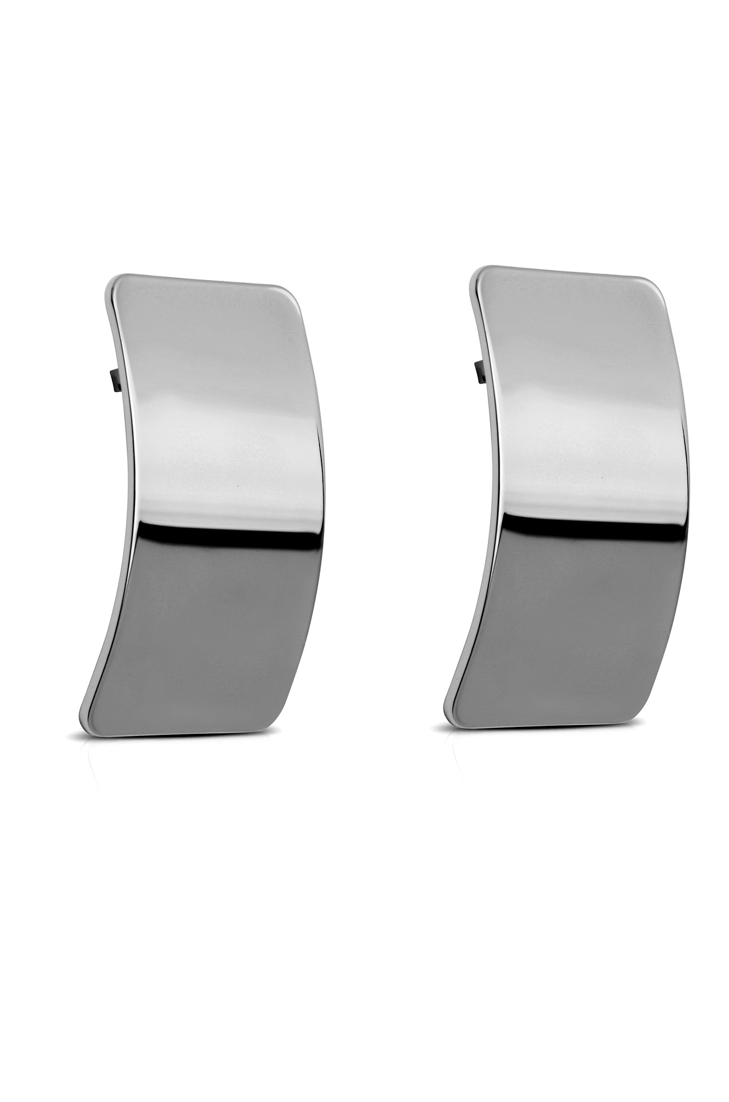 Rectangle Metal Stud Earrings Rhodium Plated 2