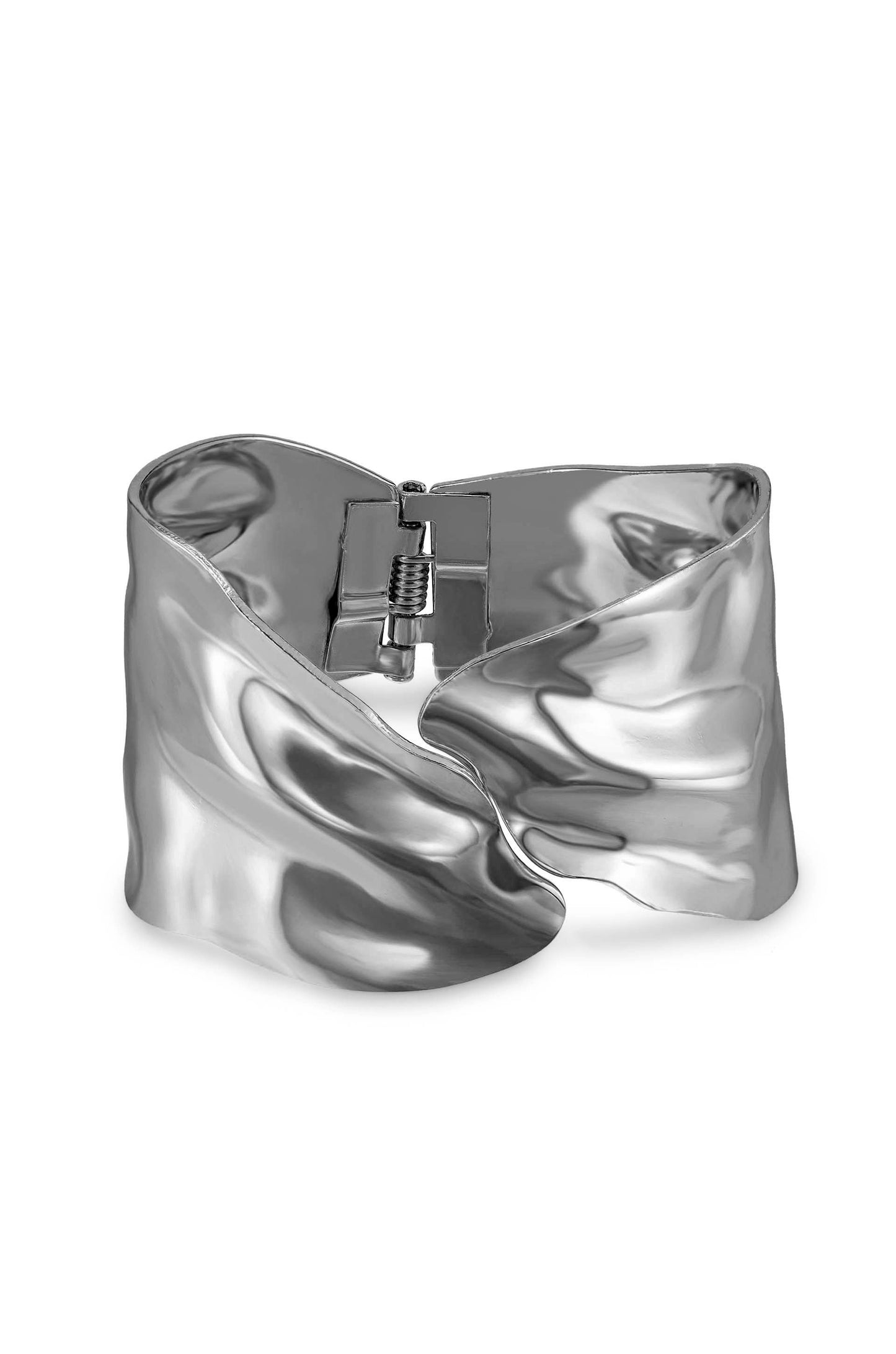 Melted Abstract Cuff Bracelet Rhodium Plated