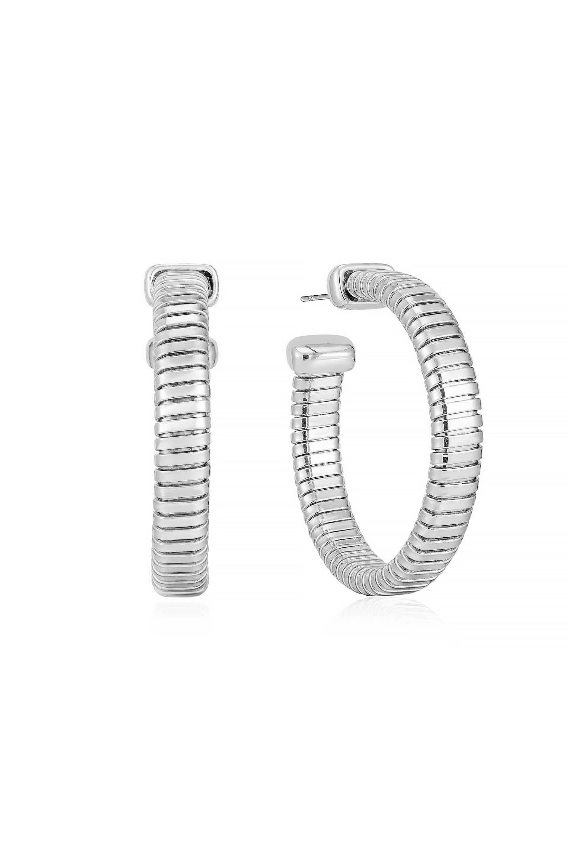 Flex Hoops Rhodium Plated 3