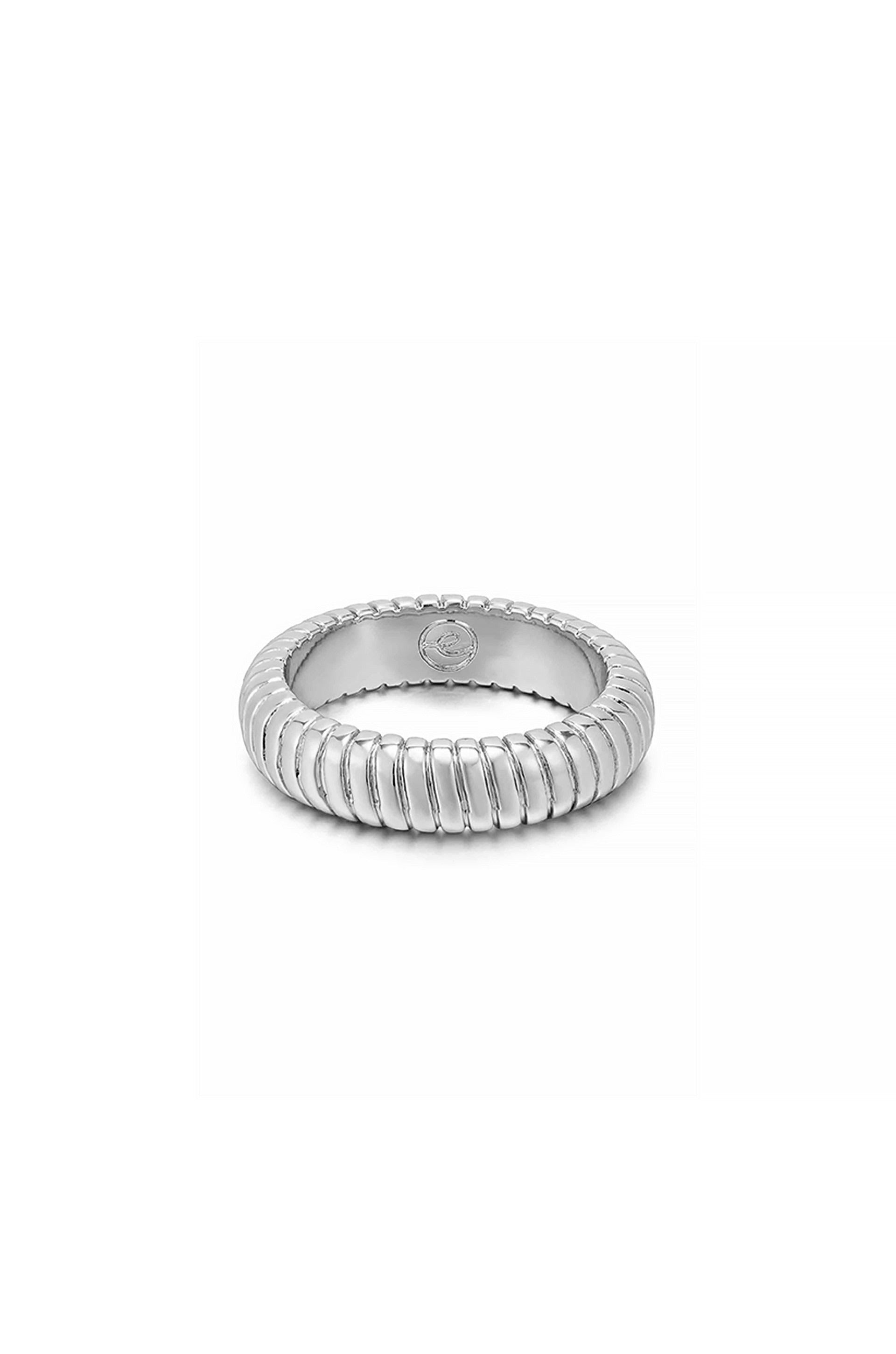 Ribbed Flex Ring Rhodium Plated 2