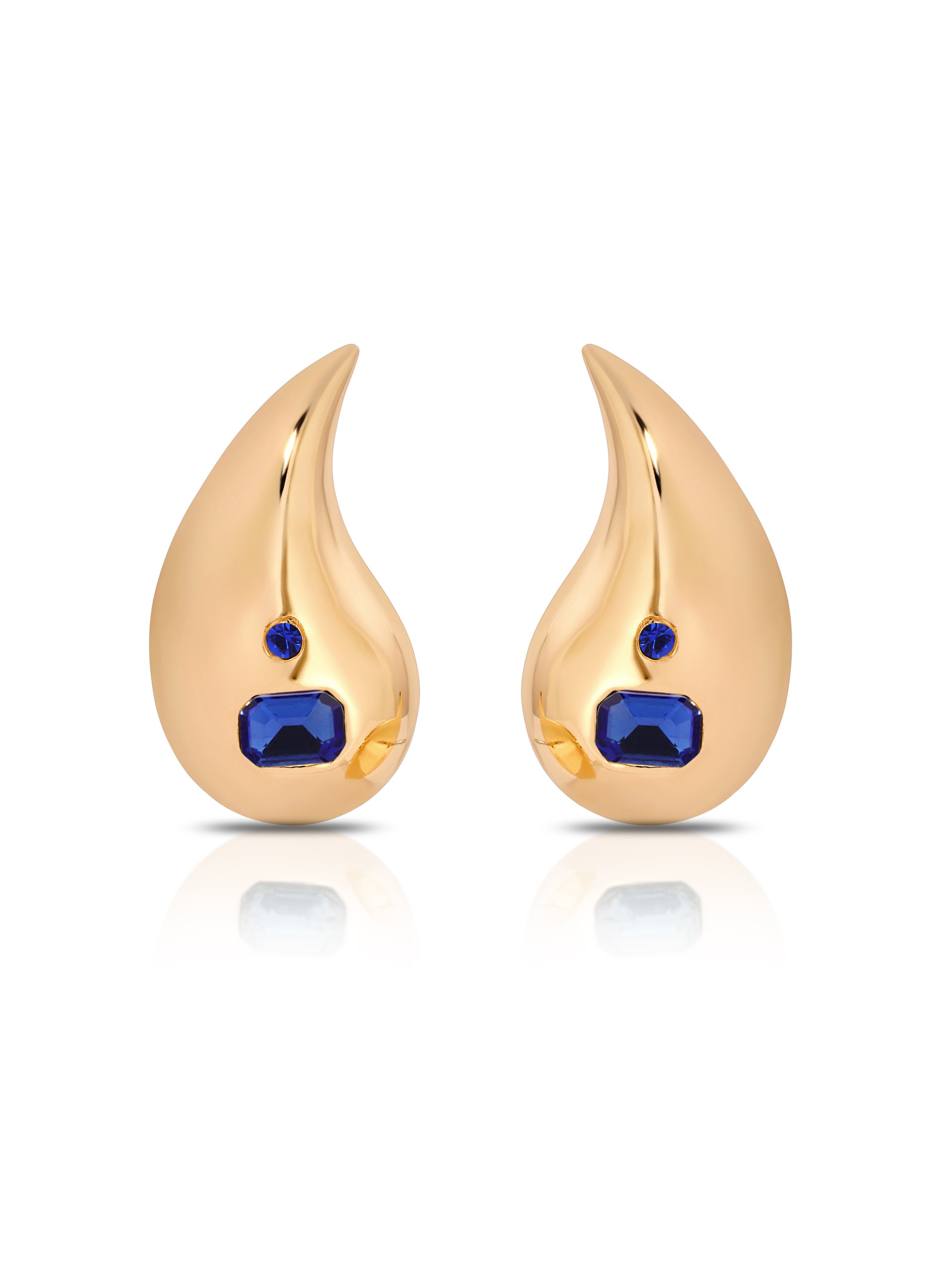 Droplet Earrings Sapphire Crystal with 18k Gold Plating 2