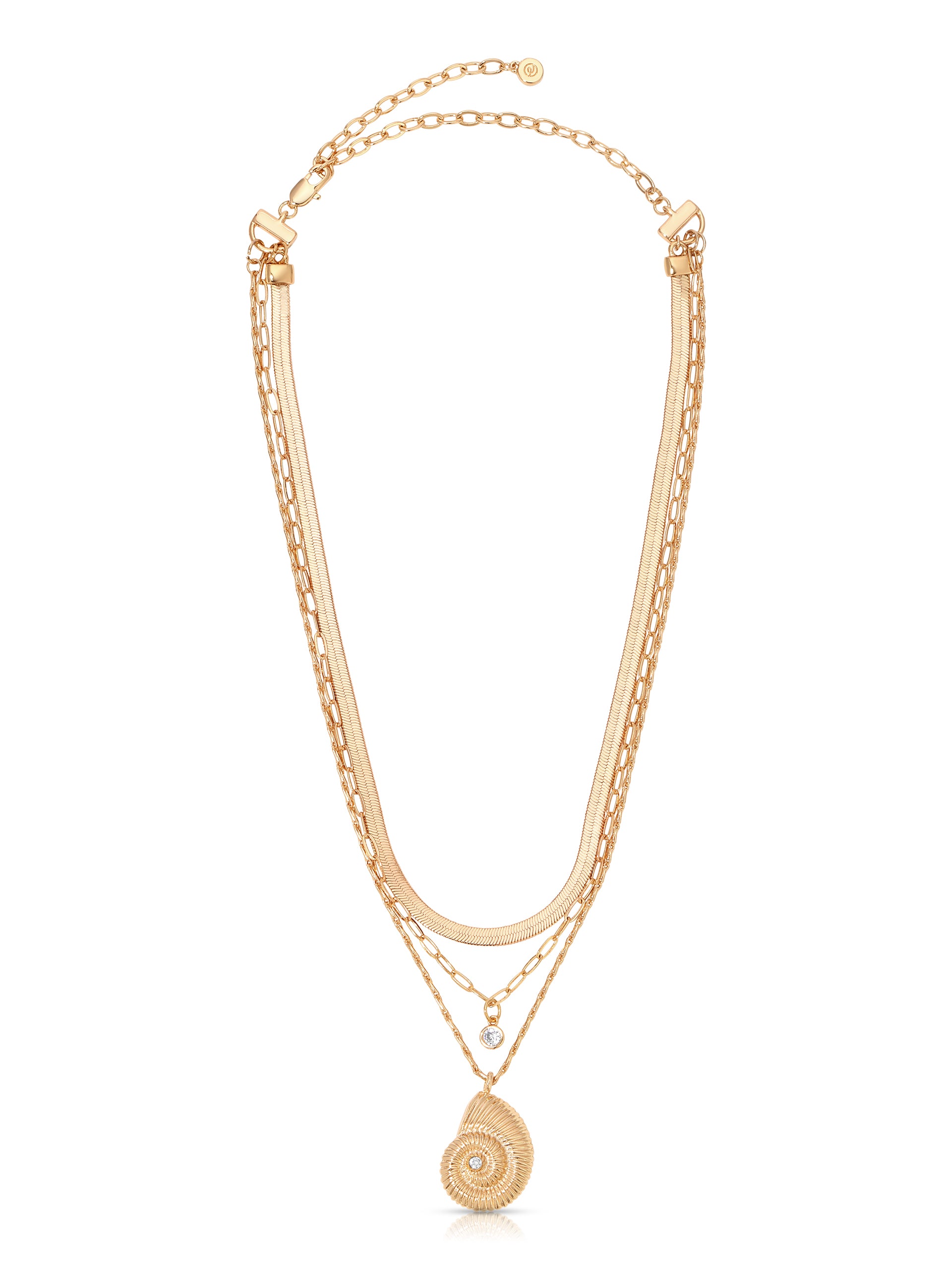 Nautilus Shell Pendant Layered Necklace full