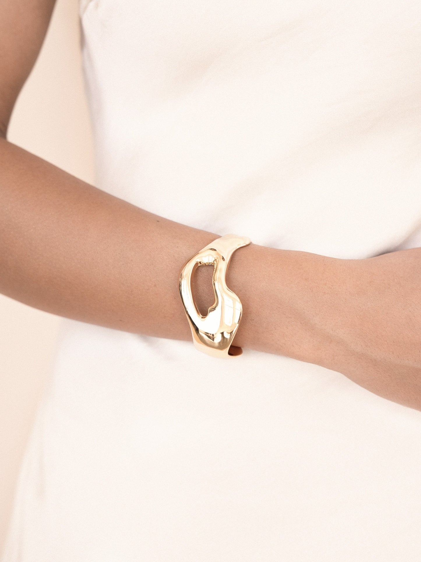 Open Abstract Cuff 18k Gold Plated model 2