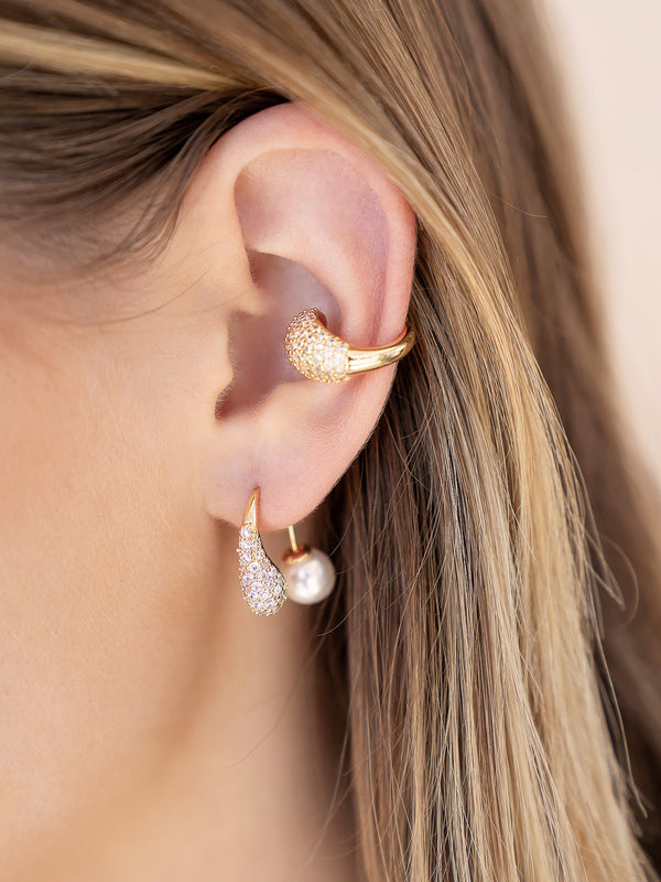 Hooked Pavé and Pearl Earrings Second