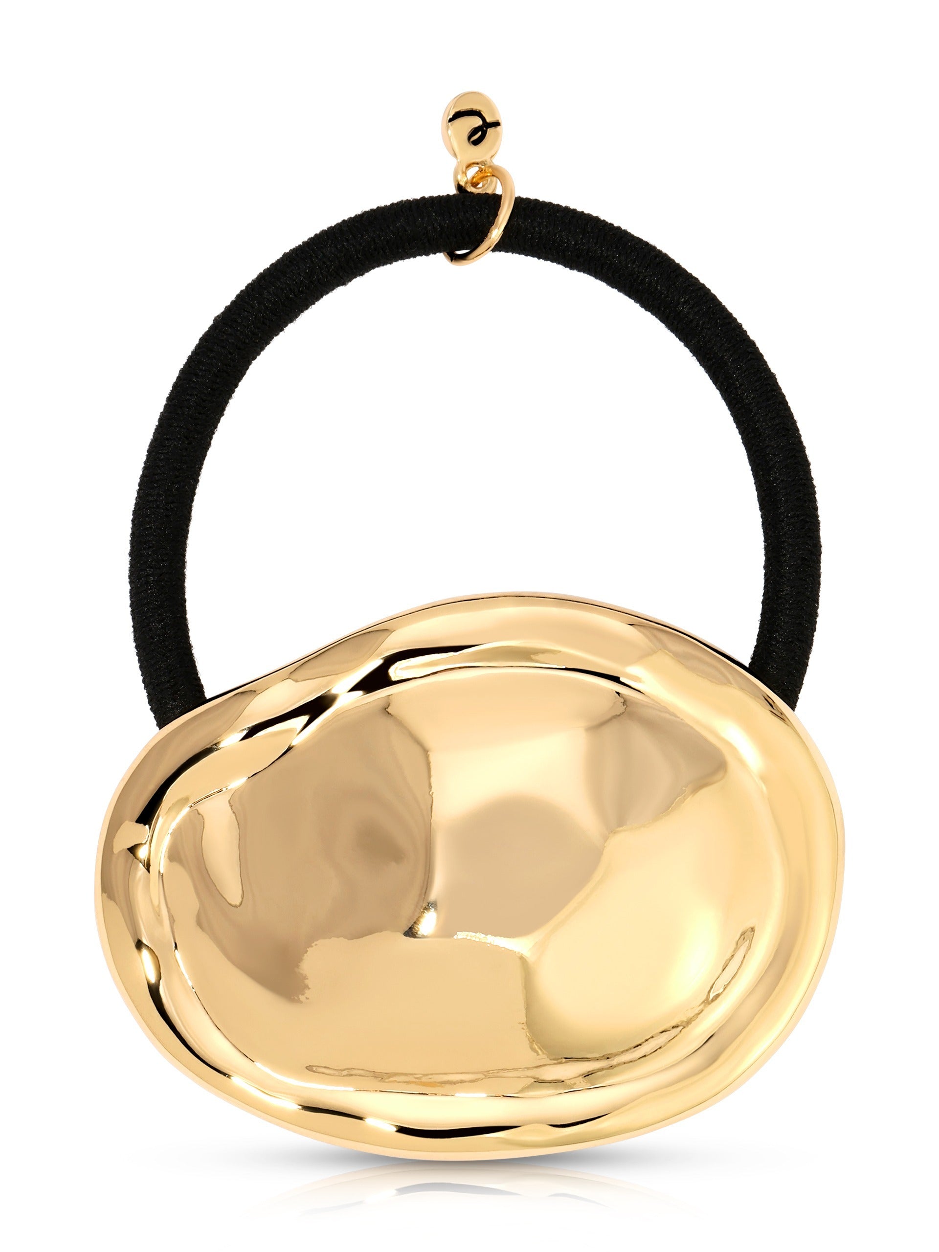 Liquid Luxe Hair Tie Gold Tone with Black Elastic