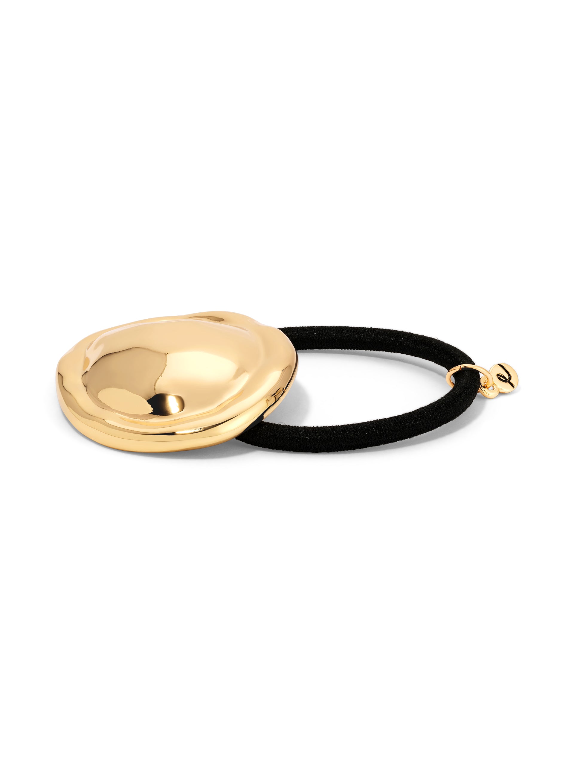 Liquid Luxe Hair Tie Gold Tone with Black Elastic 2
