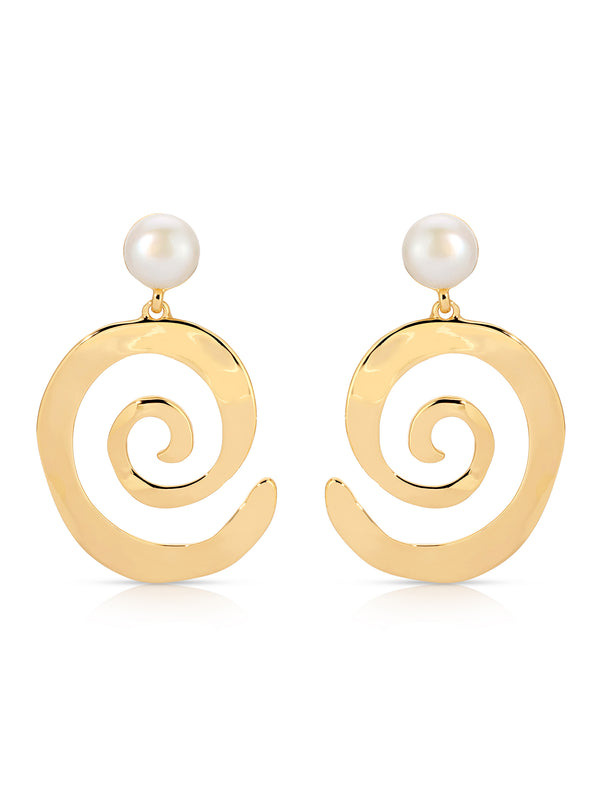 Aura Swirl Pearl Earrings