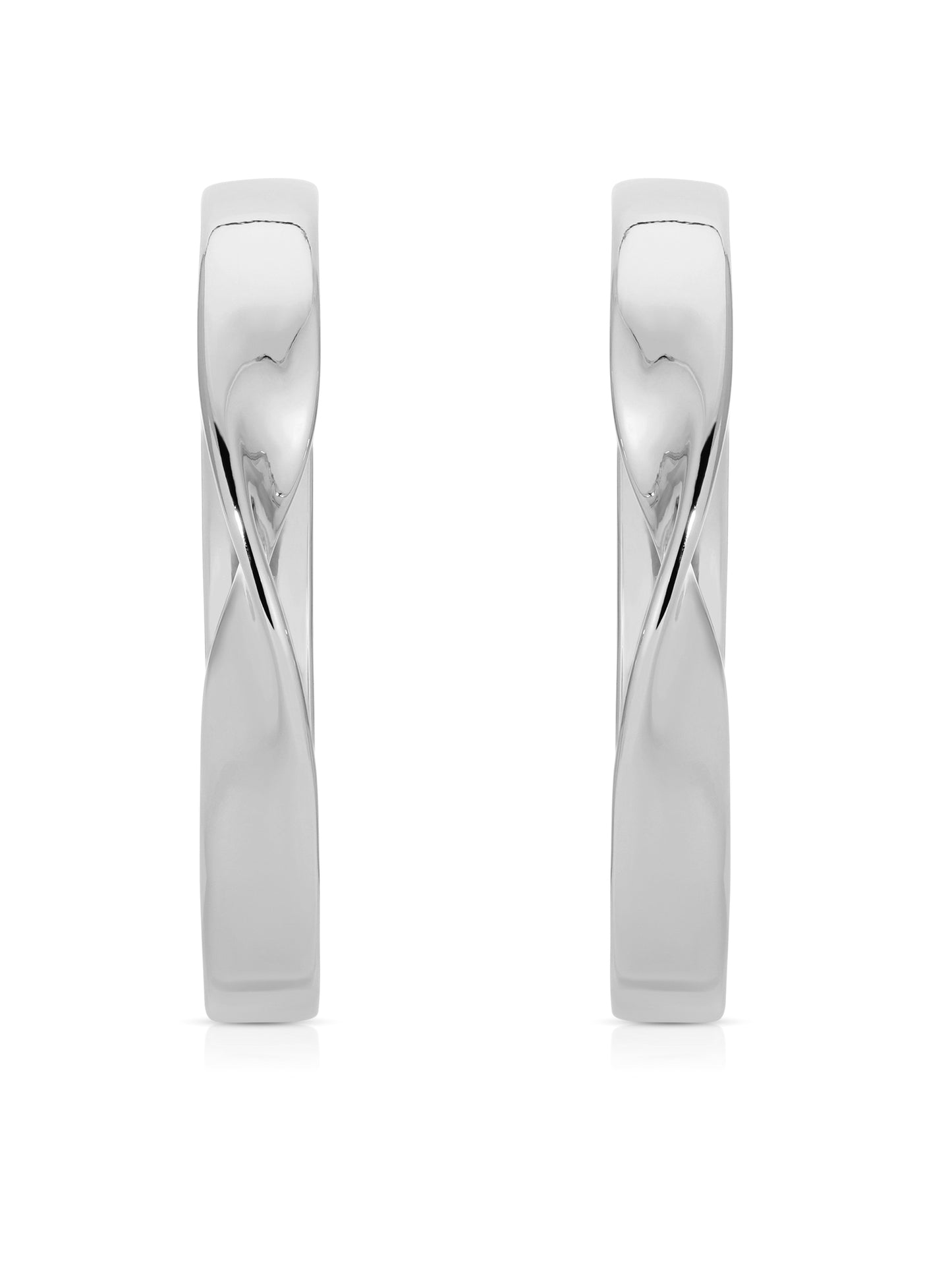 Heirloom Twist Large Hoops Silver Plated